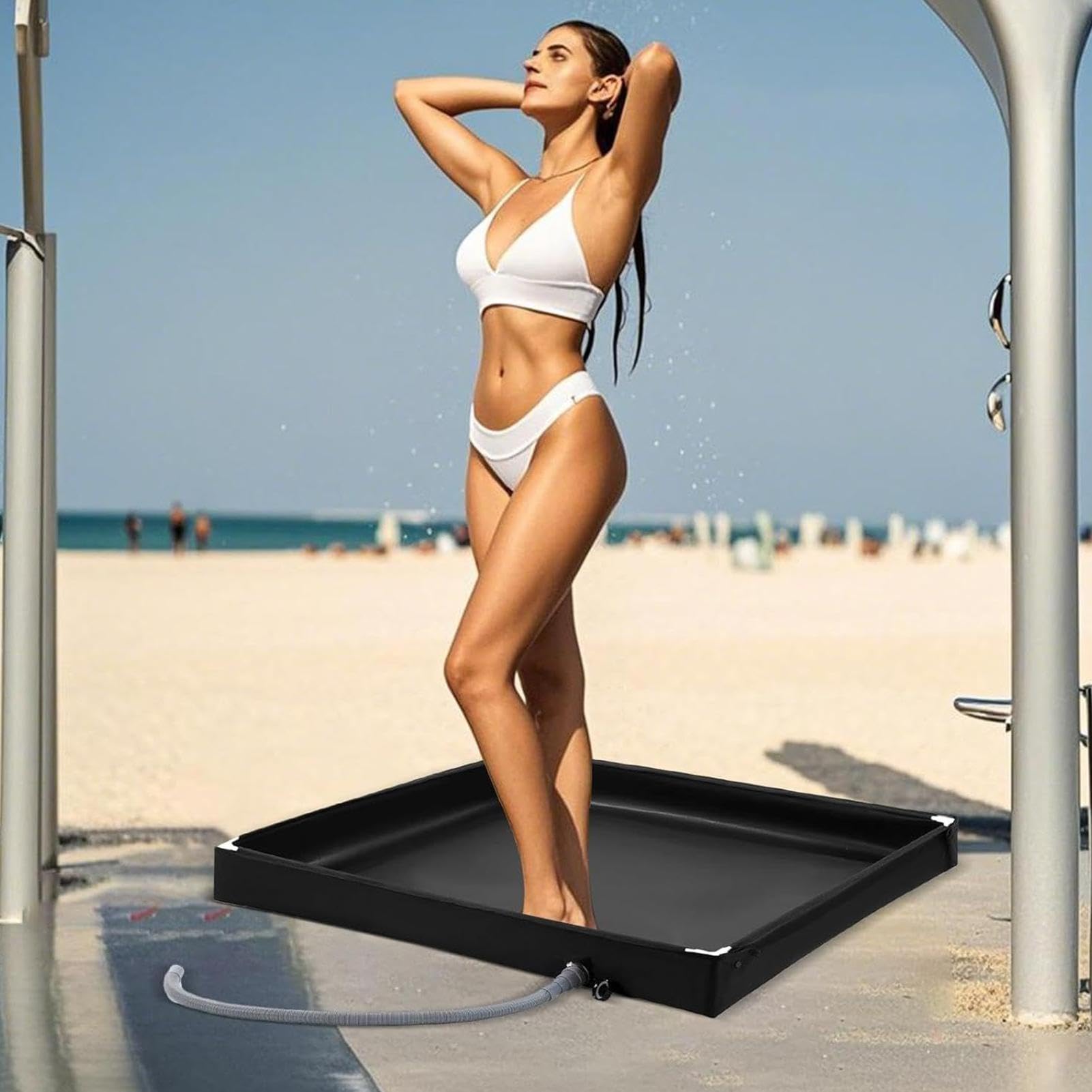 Plato Ducha Exterior Base Con Desagüe De Ducha Vertical | Plegable Para Baño Para Exterior Camping Tienda Autocaravana Senderismo Viaje Carretera Playa Piscina Jardín Patio