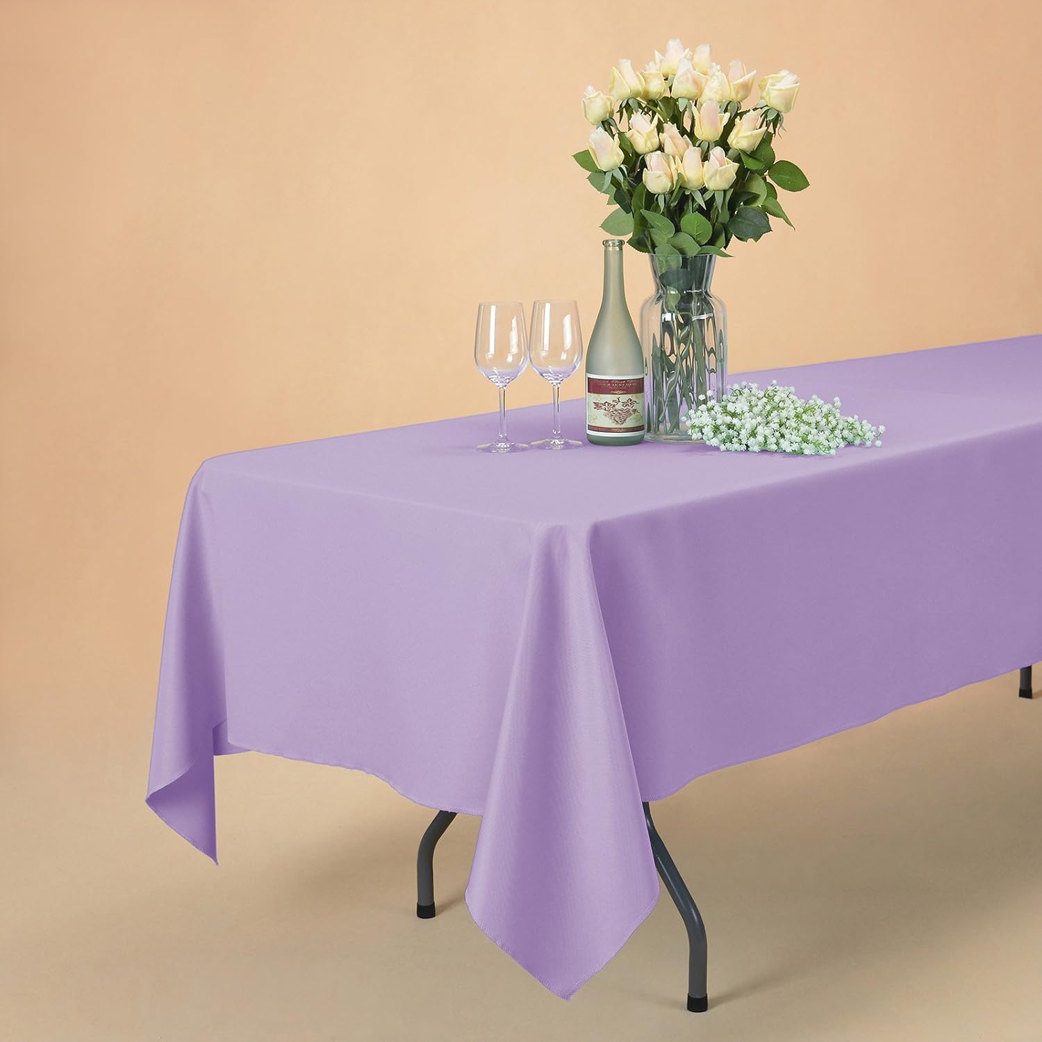 Remedios Rectangle Tablecloth 70x120 Inch - Washable Polyester Table Cloth for 6 Foot Table - Wrinkle Free Dinner Tablecloth for Wedding Party Restaurant Banquet Tables, Lavender Table Cloths