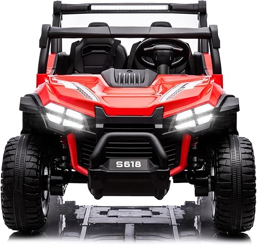 MOLACHI Vehículo UTV de 24 V y 2 plazas para niños, vehículo eléctrico con batería 4WD para adultos y niños, camión con control remoto, cinturones