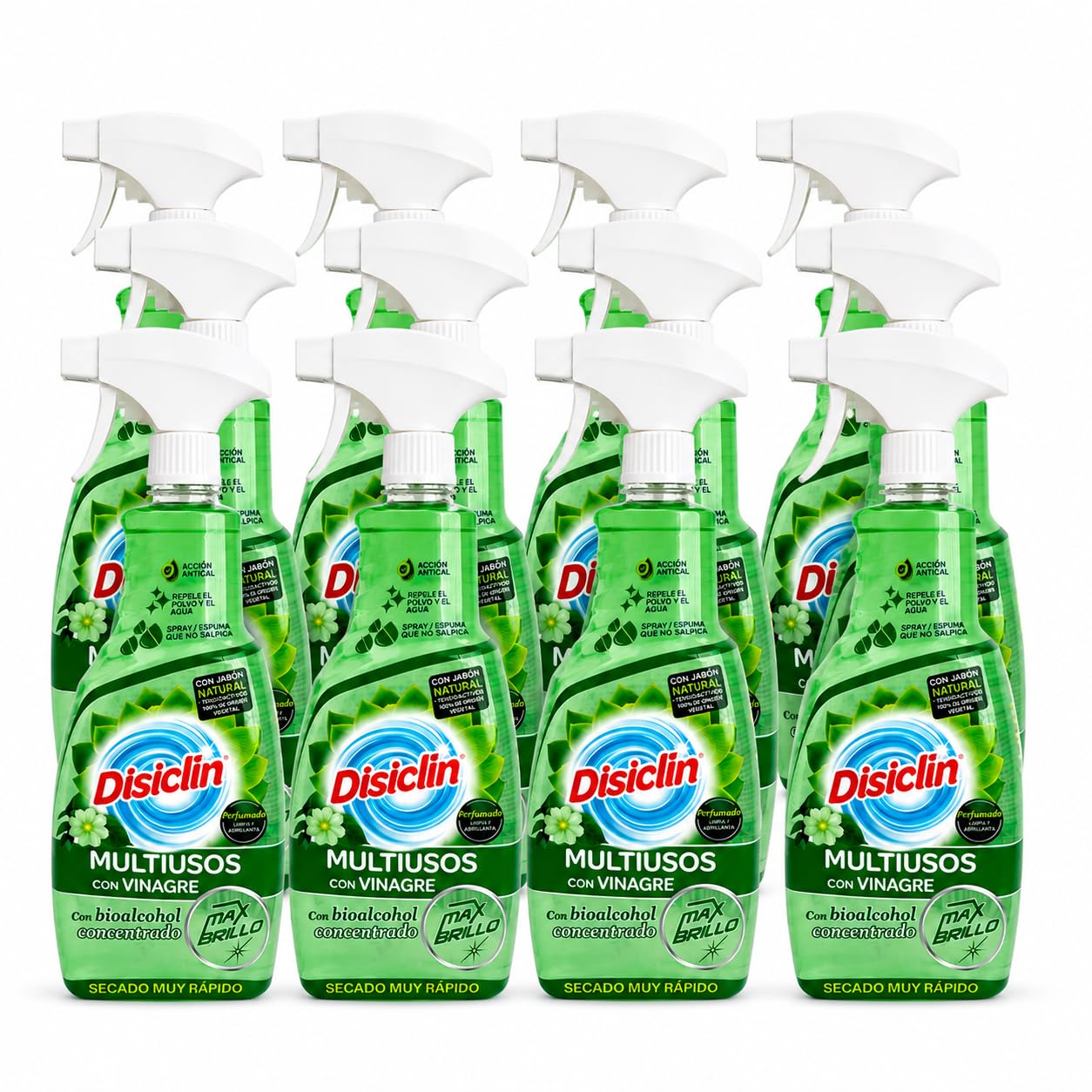 Disclin Limpiador Multiusos Max Brillo con Vinagre Spray 750 ml | Pack 12 unidades | Limpieza Hogar | RASMACOR