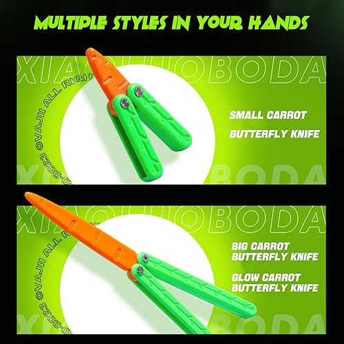 Miniatura 4 de ZABEES Cuchillo de zanahoria cuchillo de mariposa juguete de descompresión Cuchillo de mariposa Prop de práctica (grande)