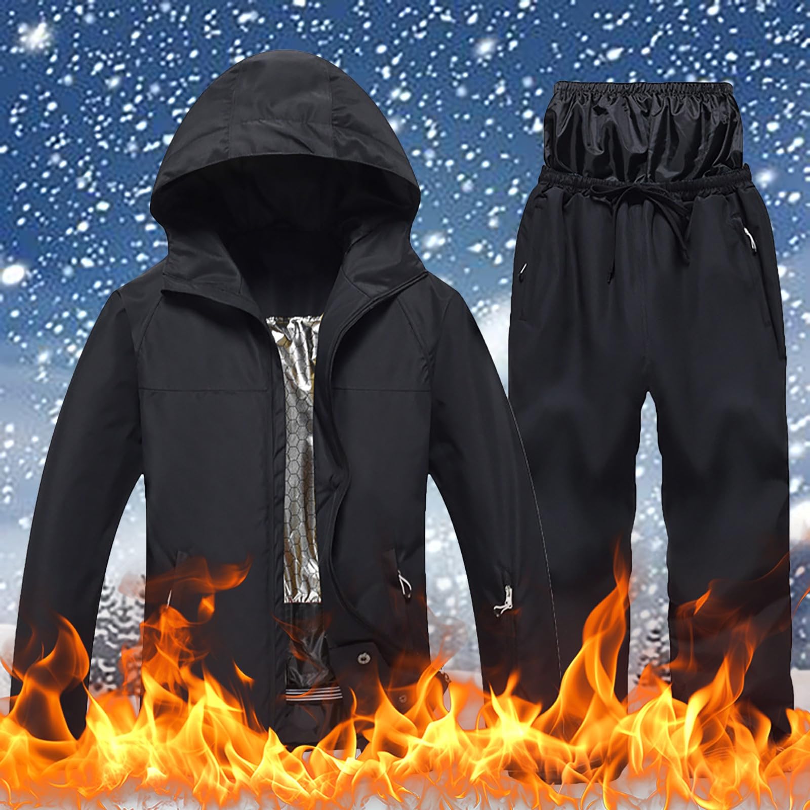 Sunnyuk Tuta da Sci Uomo Completo Invernale da Neve Salopette Intera Taglie Forti Tuta Termico Elegante da Snowboard da Sci Curvy Impermeabili