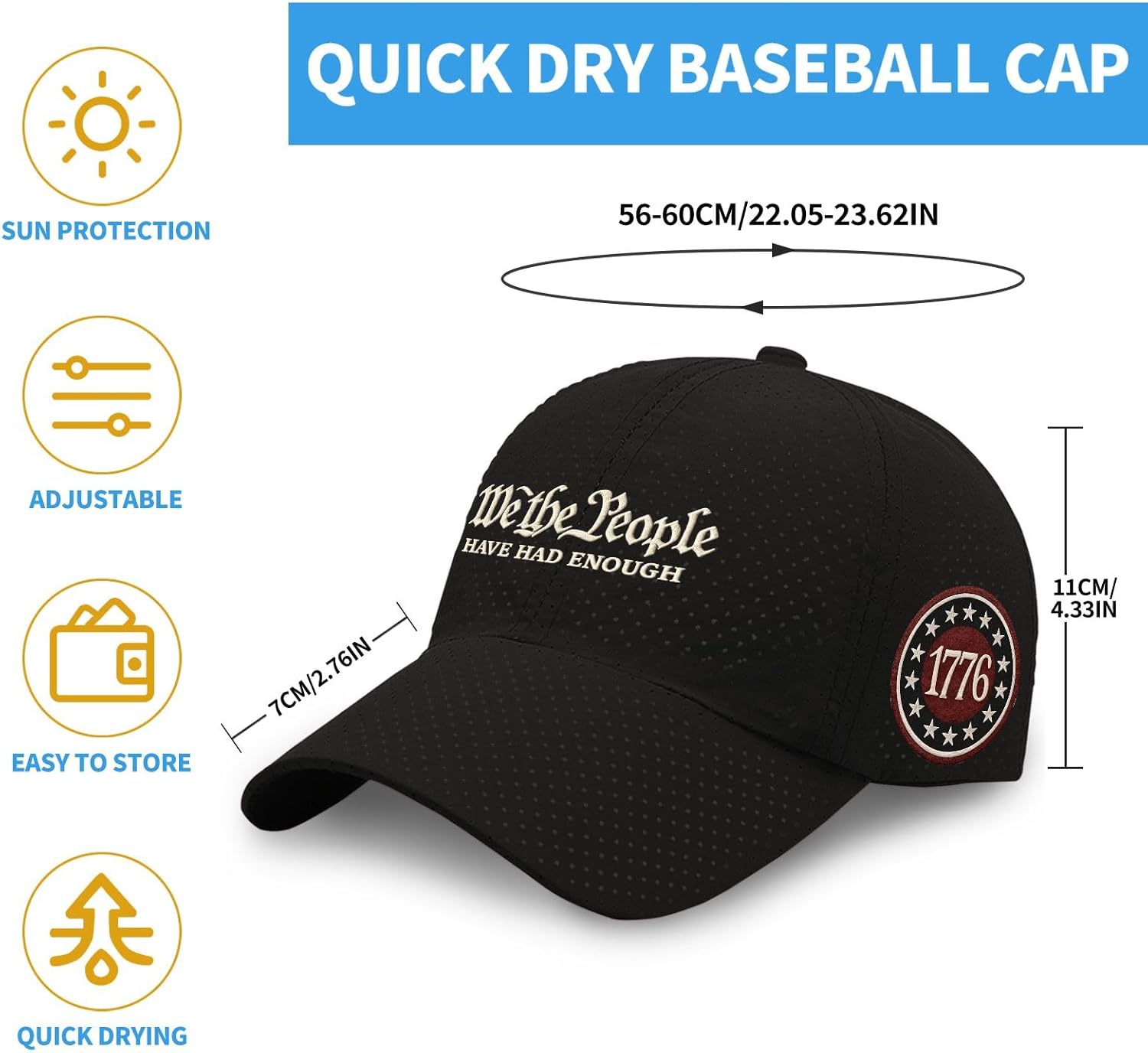 We The People Have Had Enough Hat for Her Washed Distressed Baseball Caps - Image 4