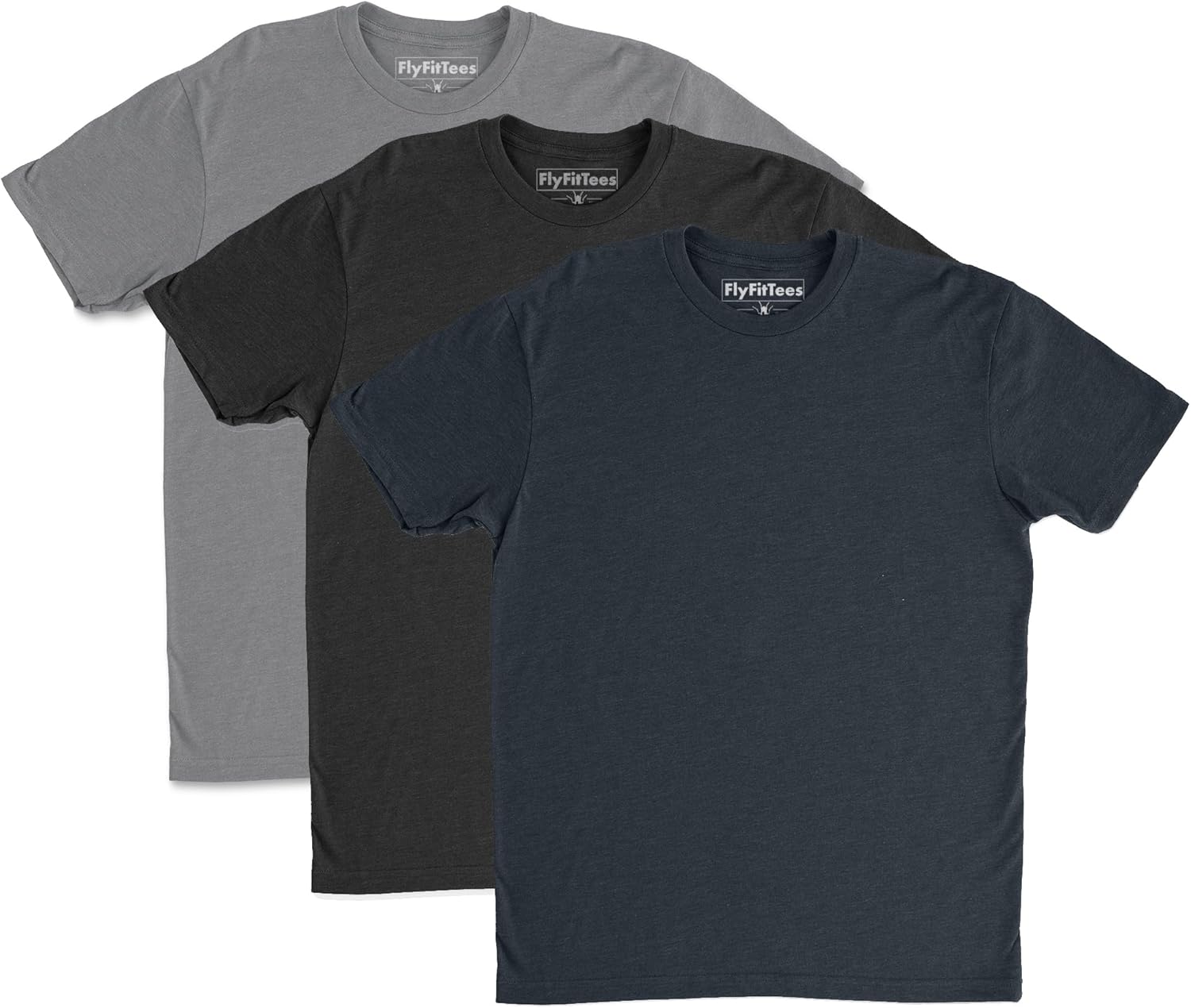 T-Shirt Unisex Men's Women's Tee SoFly (Black - Grey - Navy, 2X-Large)