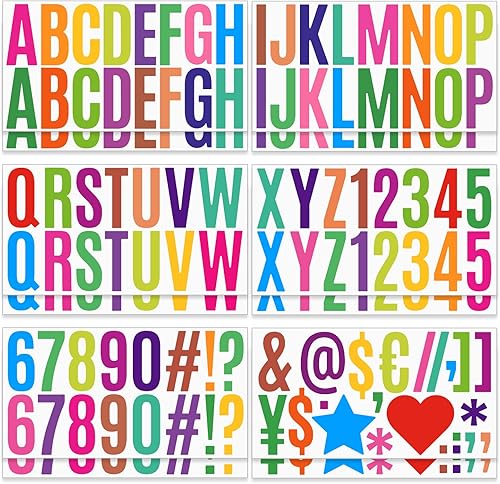 12 hojas de calcomanías coloridas con números de letras, kit de letras de vinilo autoadhesivas de 2.5 pulgadas, calcomanías de números de buzón para
