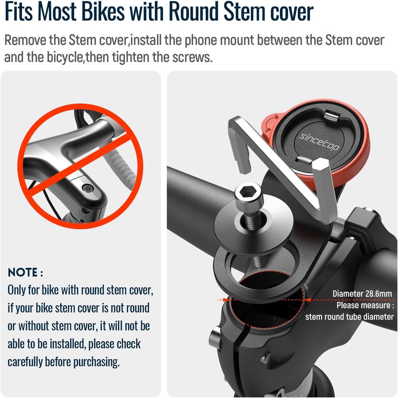 Bike Phone Mount,Mountain Bicycle Stem Cell Phone Holder,Universal Aluminum Handlebar Phone Clamp,MTB / Road E-Bike Cycling Mobile Phone Clip,Quick Release Attach/Detach-Orange【Series C-1st Gen】