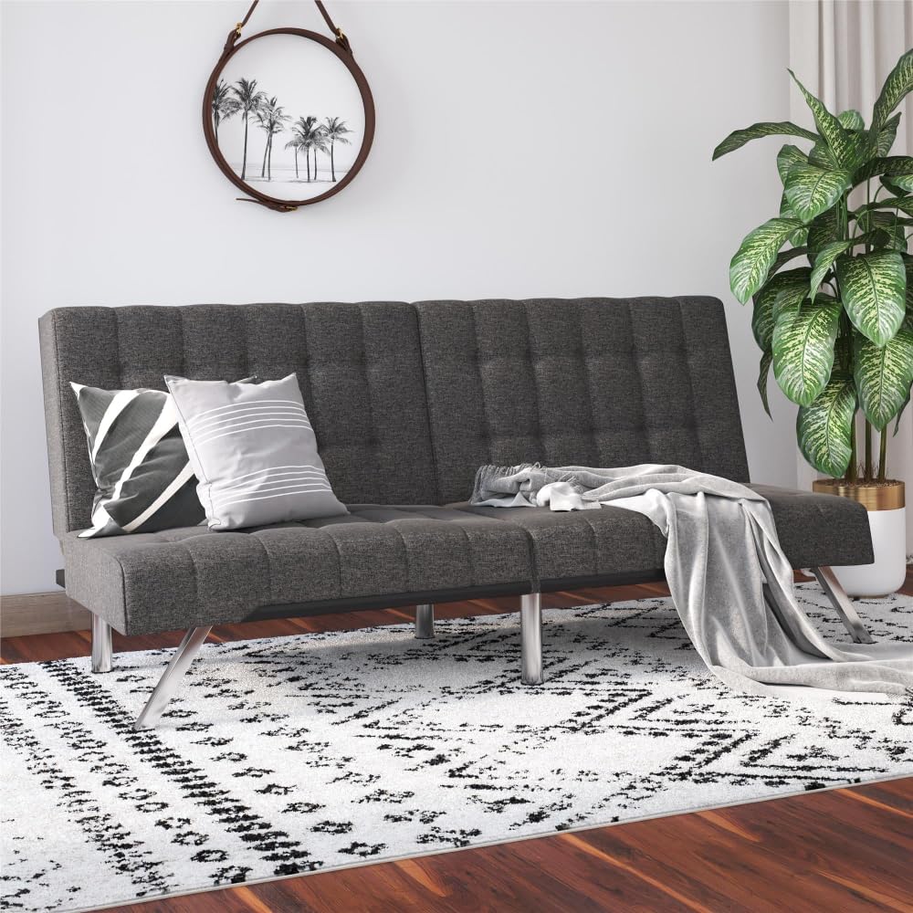 MARURY Upholstered Folding Recliner, Convertible Tufted Futon Sofa with Metal Legs Small Couches for Small Spaces, Bedroom, Apartment
