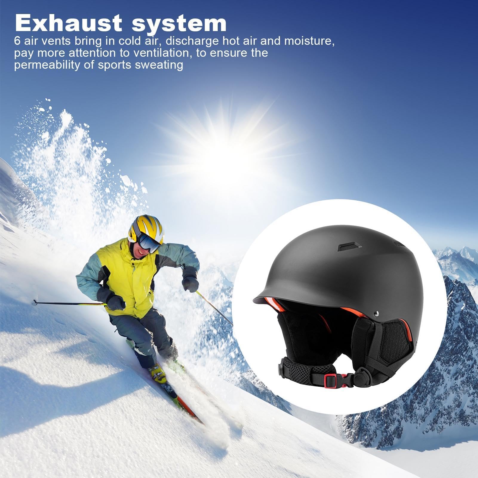 Casque Rigide de Snowboard, Chapeau de Snowboard avec Oreillettes Chapeau | Équipement de protection de tête de casque de patinage sur neige coupe-vent