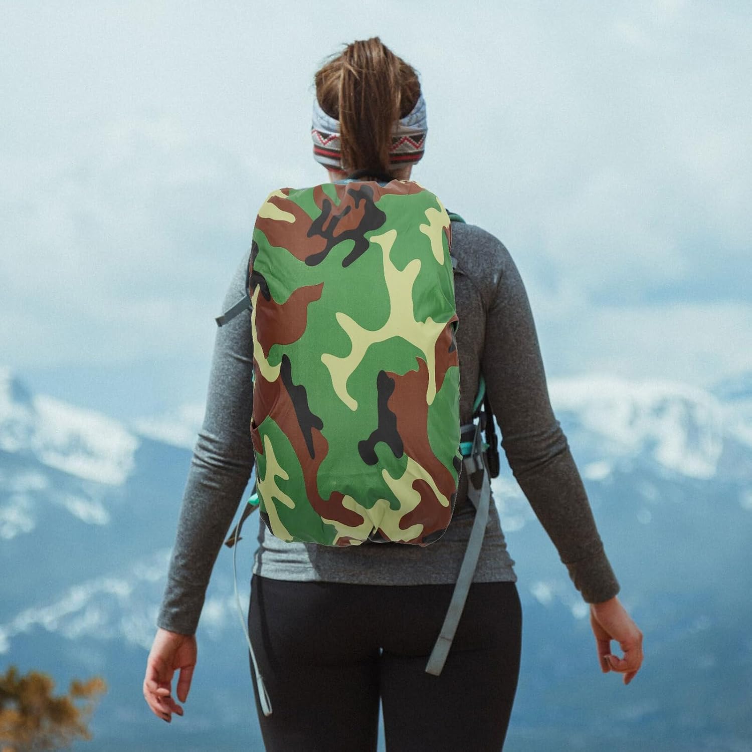 3pcs Backpack Rain Covers Multipurpose Elastic Edge Portable Protective Covers for Outdoor Hiking Shoulder Bags Camouflage
