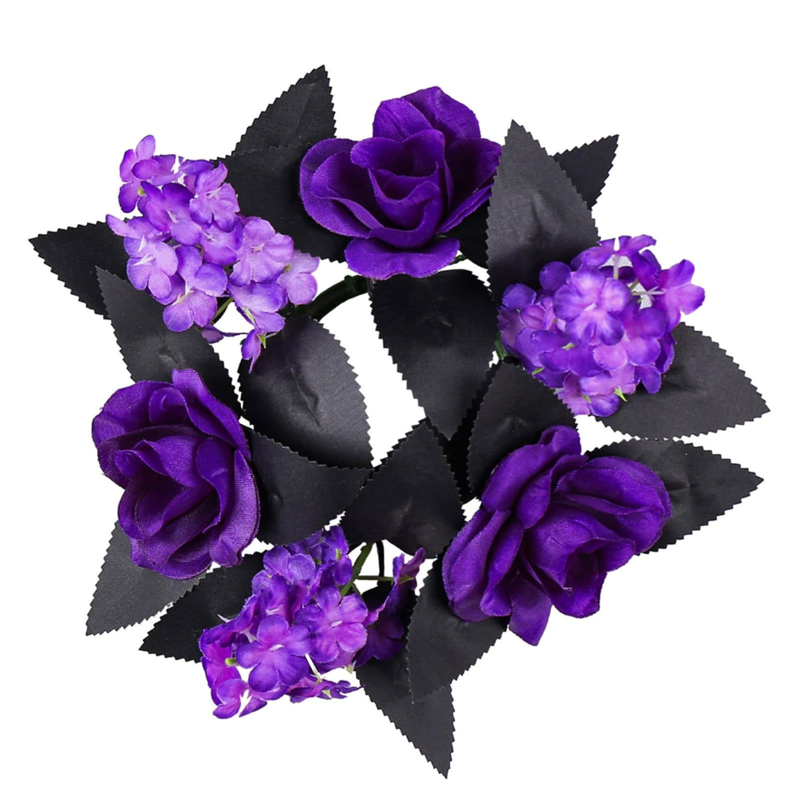 carotoe Dark Elegant Halloween Wreath with Realistic Roses Twisting Type and Flickering Effect Floral Wreath Halloween Decoration