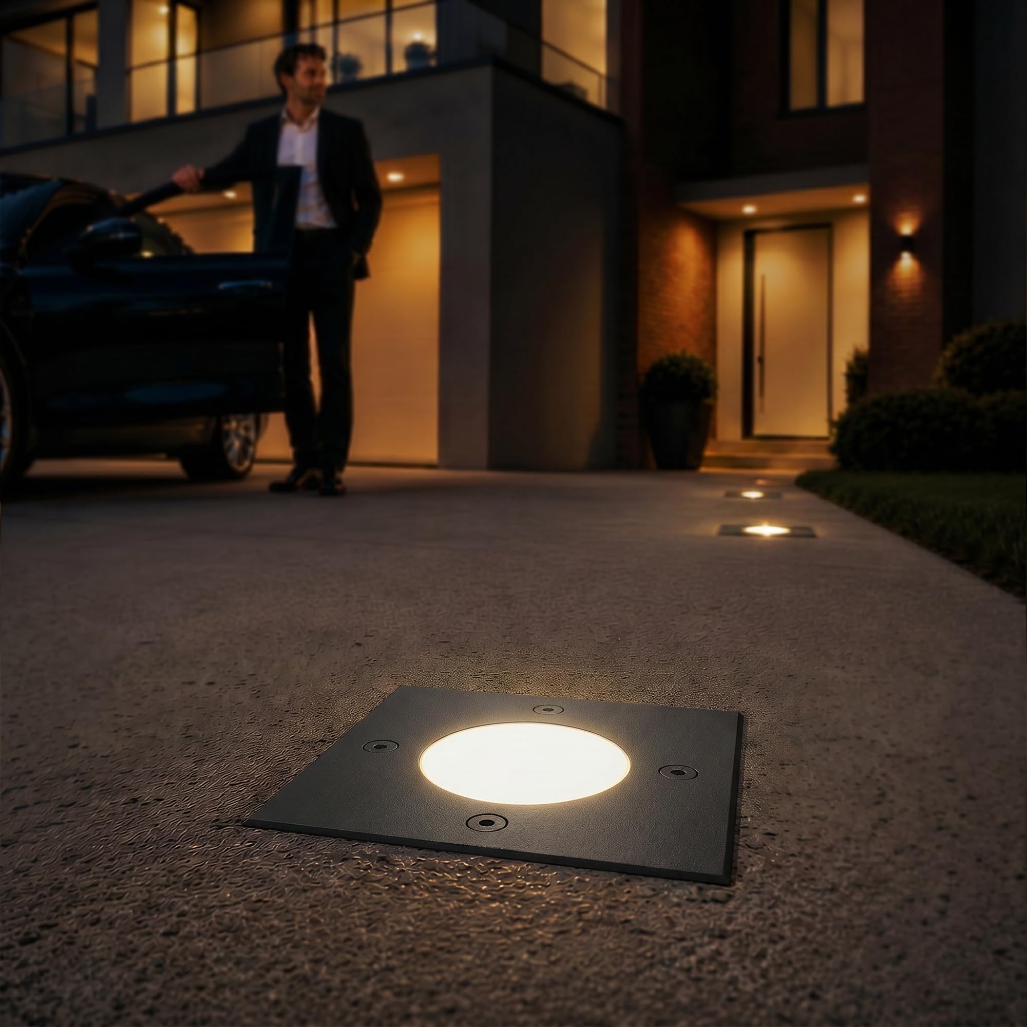 SSC-LUXon KALPA LED Bodeneinbaustrahler für Außen eckig schwarz IP67 - Bodenleuchte für GU10 Glühbirne trittfest & befahrbar (ohne Leuchtmittel)