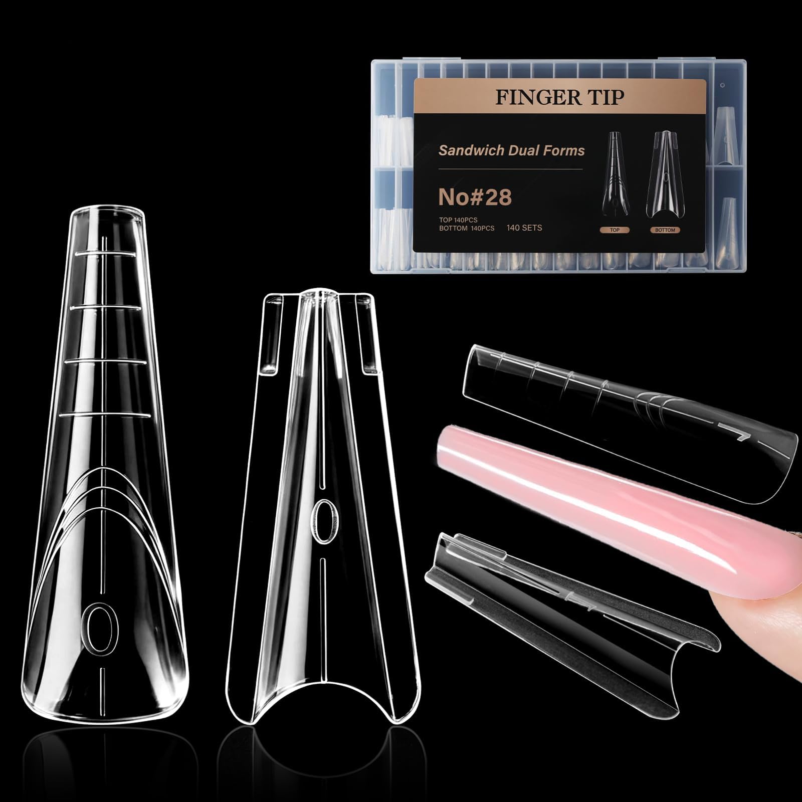 Nymora 280 moldes de uñas profesionales (14 tamaños), puntas de gel reutilizables para una extensión de gel impecable, sin lima, sin desbordamiento, para gel y salón de belleza (cuadrado - 1) — view 9