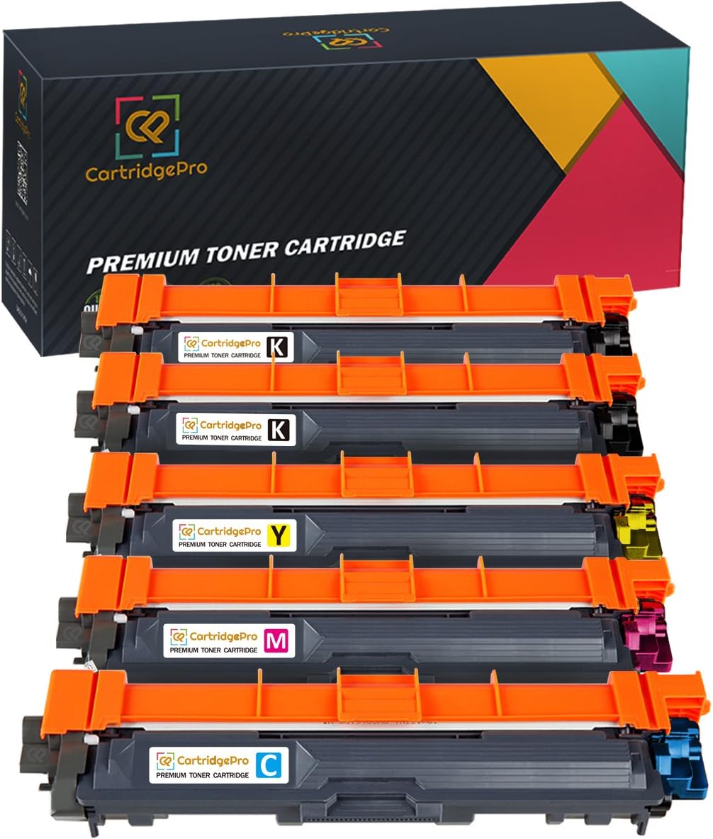 5-Pack CartridgePro Replacement for Brother TN221 TN225 TN221BK TN225C TN225M TN225Y Toner Cartridge Color Set for DCP-9020CDN HL-3140CW HL-3150CDN HL-3170CDW [Black Cyan Magenta Yellow]