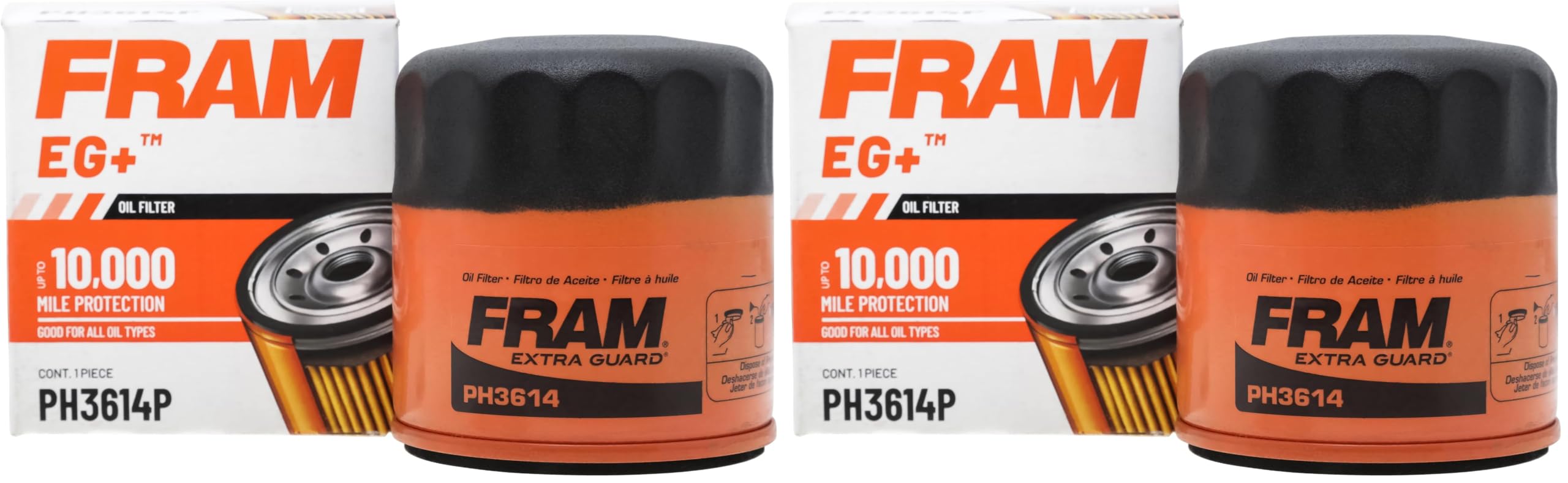 Extra Guard PH3614, 10K Mile Change Interval Spin-On Oil Filter (Pack of 2)