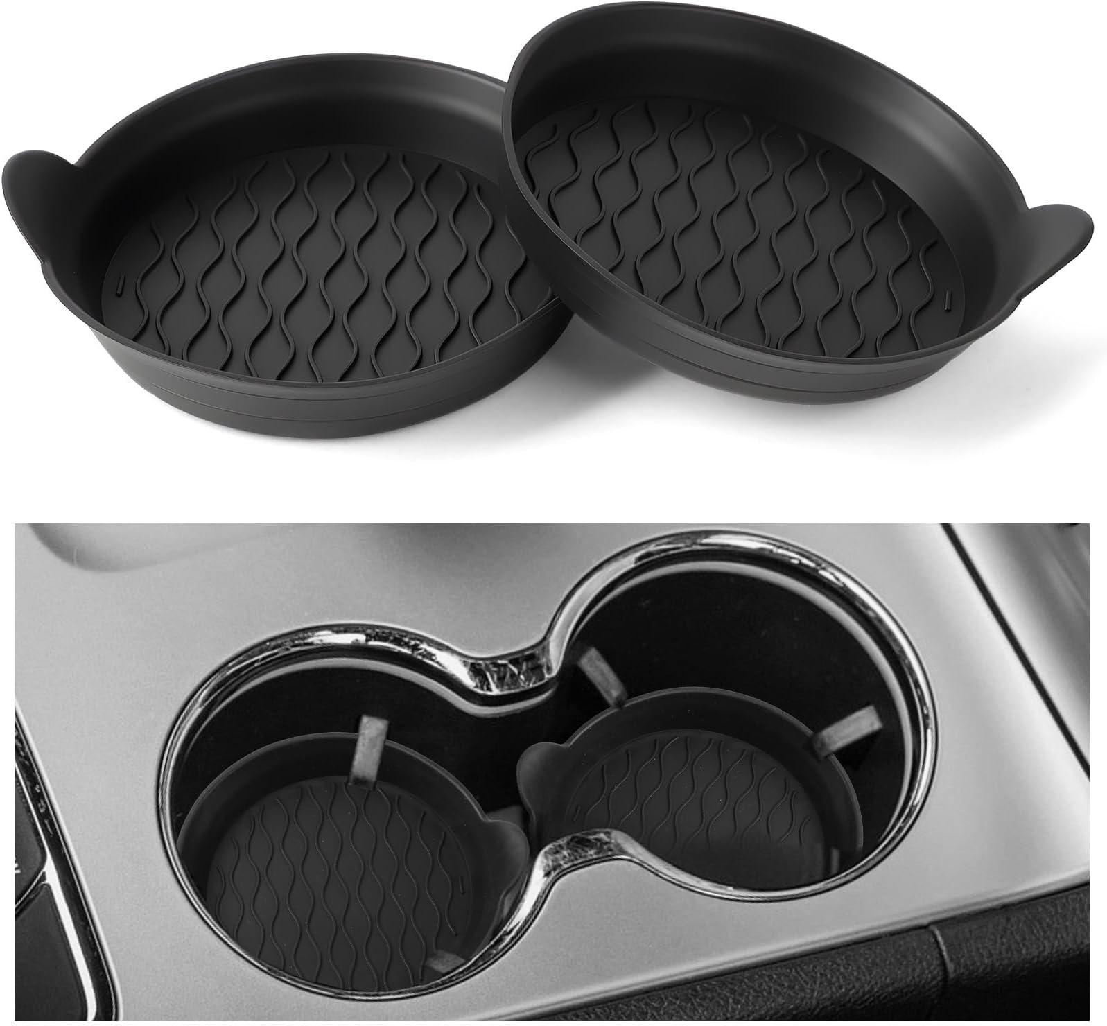 2PCS Car Cup Holder Coasters,For Porsche Macan EV 2024-2025 Non-Slip Shockproof Auto Insert Cup Coaster Removable Waterproof Spill-Proof Cup Holder Insert