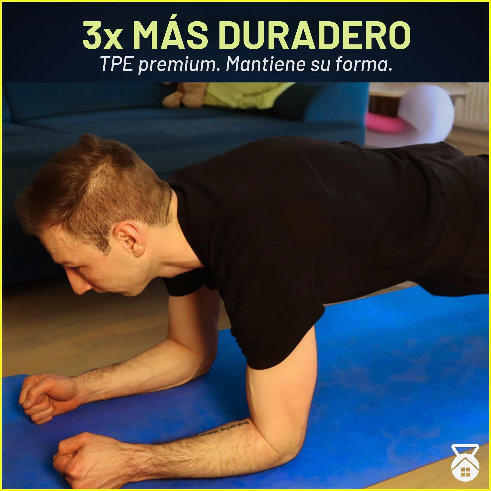 Esterilla de fitness de 200 cm, extra larga, antideslizante, esterilla de yoga y esterilla deportiva XL de 2 m de TPE premium para entrenamiento en casa y gimnasia, esterilla de entrenamiento para