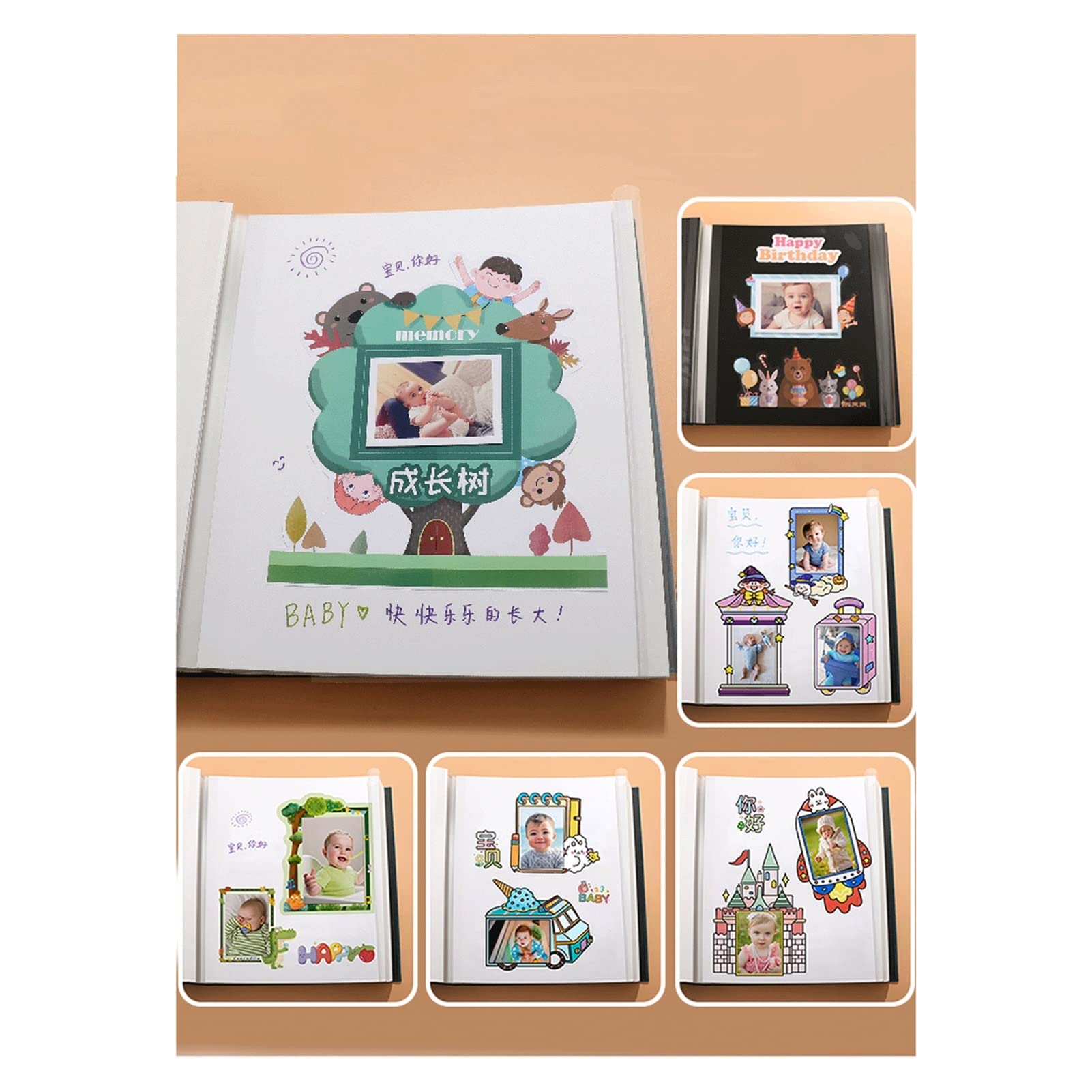 Albumy ze zdjęciami Diy Girl Growth Album pamiątkowy Paste Family Edition Duża pojemność Handmade Free Paste Album ze zdjęciami (kolor: 07, Rozmiar: 40 arkusz/biała strona)