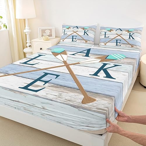 Vista 45 de Juego de sábanas para cámper tamaño matrimonial para niños y niñas, sábanas de madera para adolescentes de Happy Camping Farm, accesorios de Multi 04