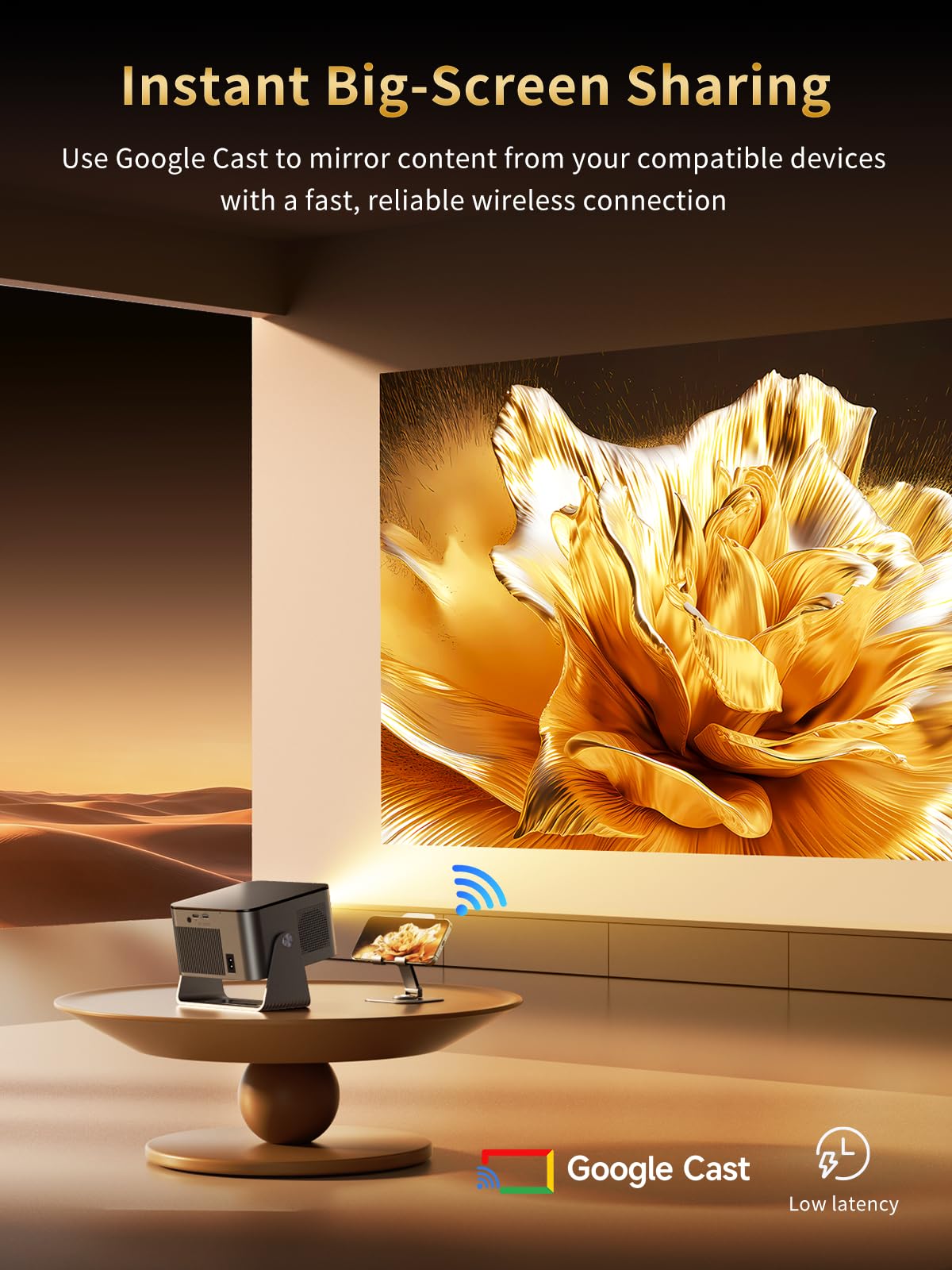 Mini projektor z Google TV, inteligentny projektor Full HD 1080P 650 ANSI