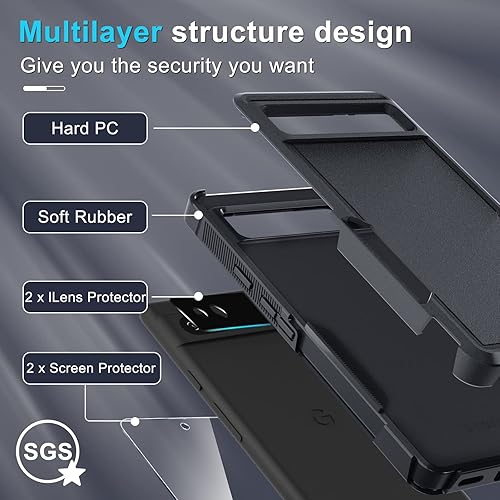 Miniatura 3 de Janmitta Funda para Google Pixel 6a con protector de pantalla, protector de lente de cámara + cordón, resistente a prueba de golpes, funda de