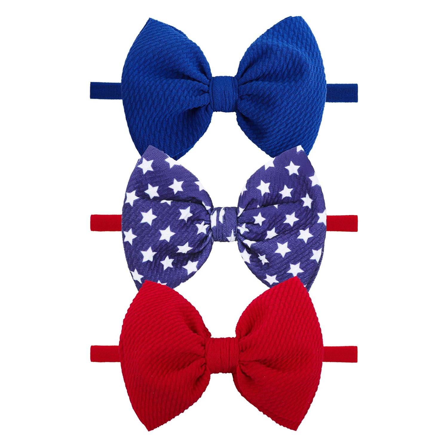 4th of July Hair Bows for Girls Baby Headbands Fourth of July Red White and Blue Hair Accessories Baby Bows 0-6 months Star