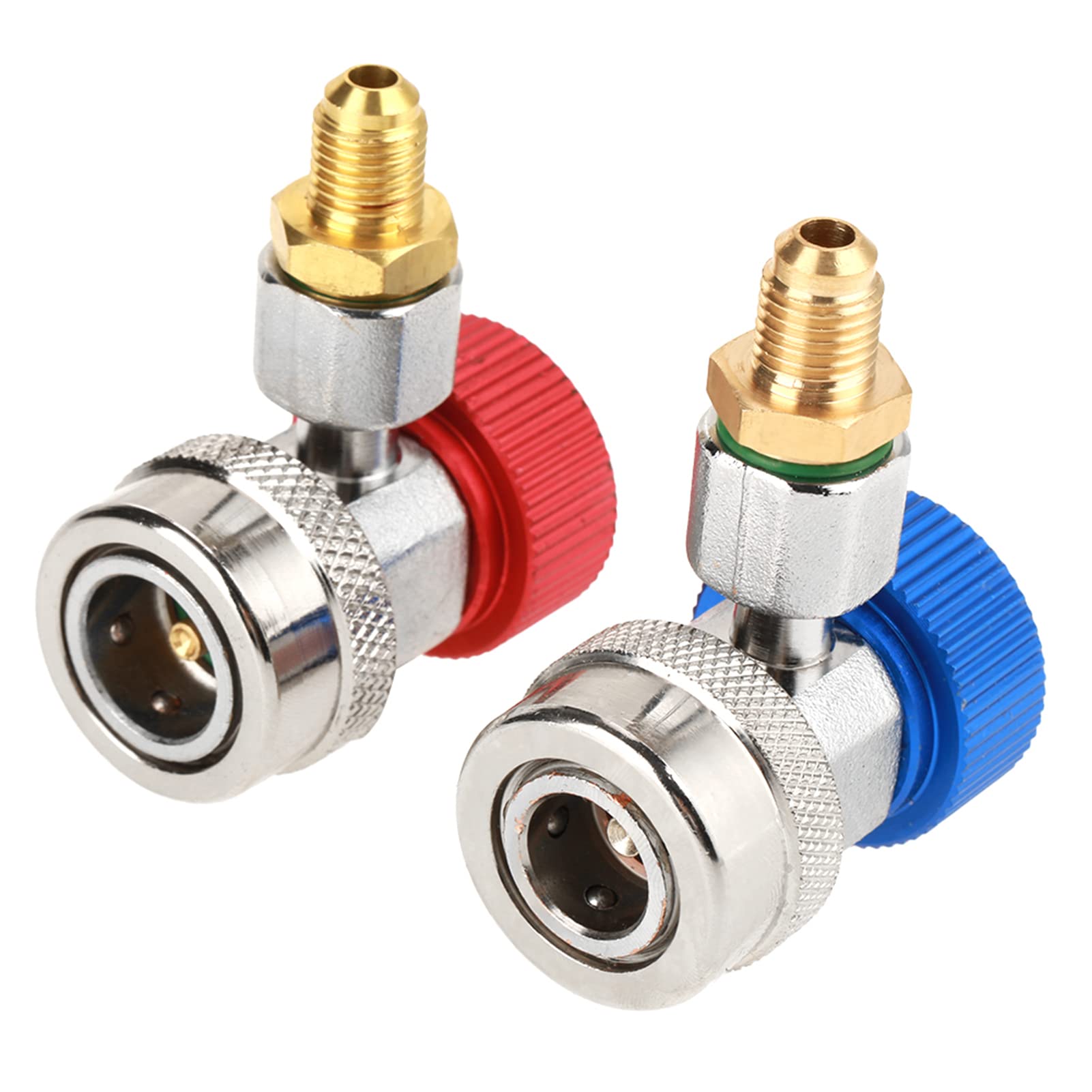 Connecteur à Coupleur Rapide, Adaptateur de Coupleur Haut et Bas AC en Laiton R134A, Raccords à Connexion Rapide à 90 ° pour Le Diagnostic du Système de Climatisation de Voiture, Charge et