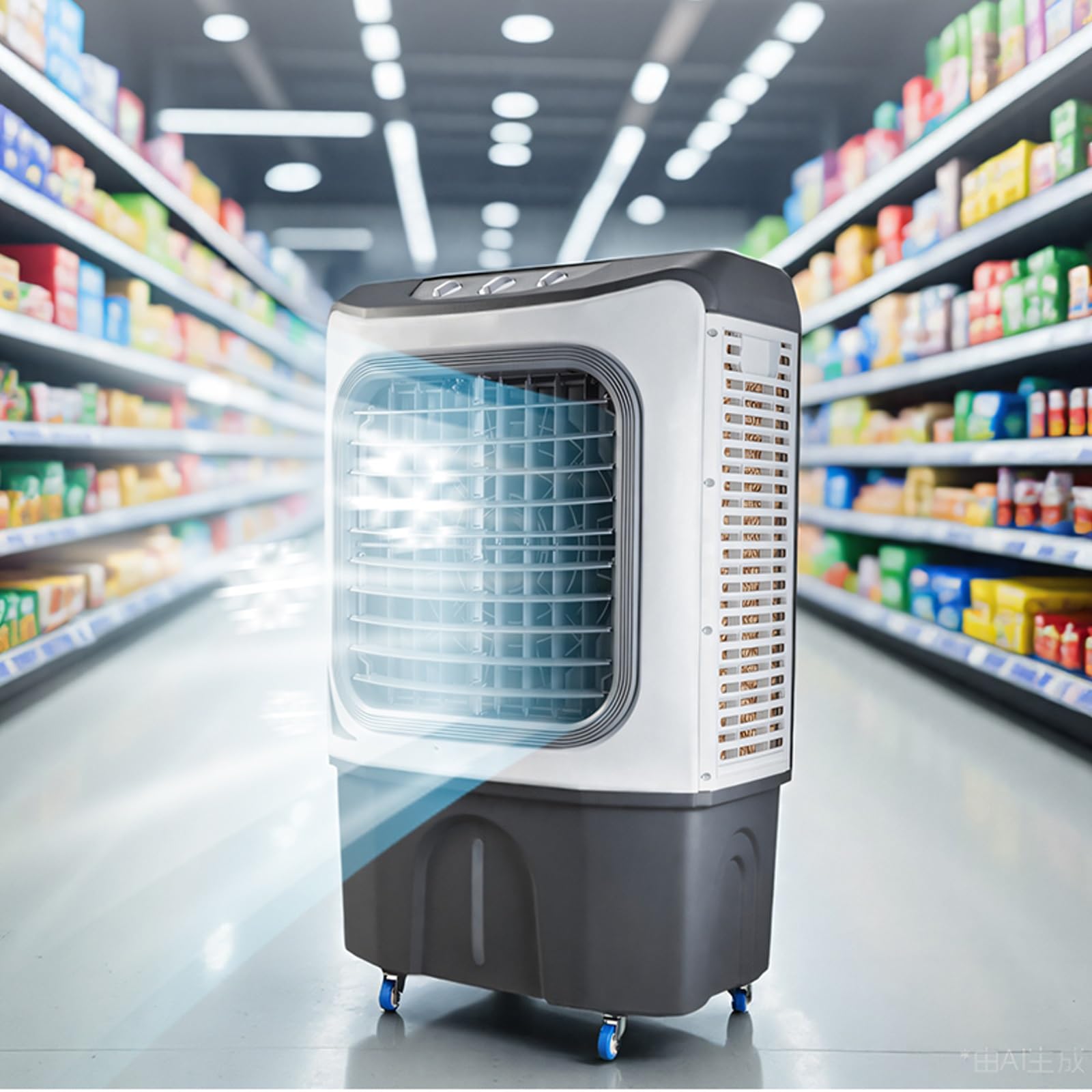 Ventilateur de Refroidissement d'air par évaporation Commercial, Refroidisseur de Marais 3 en 1 avec réservoir d'eau de 30 L, Ventilateur de Refroidissement Portable à 3 Vitesses, pour Usage
