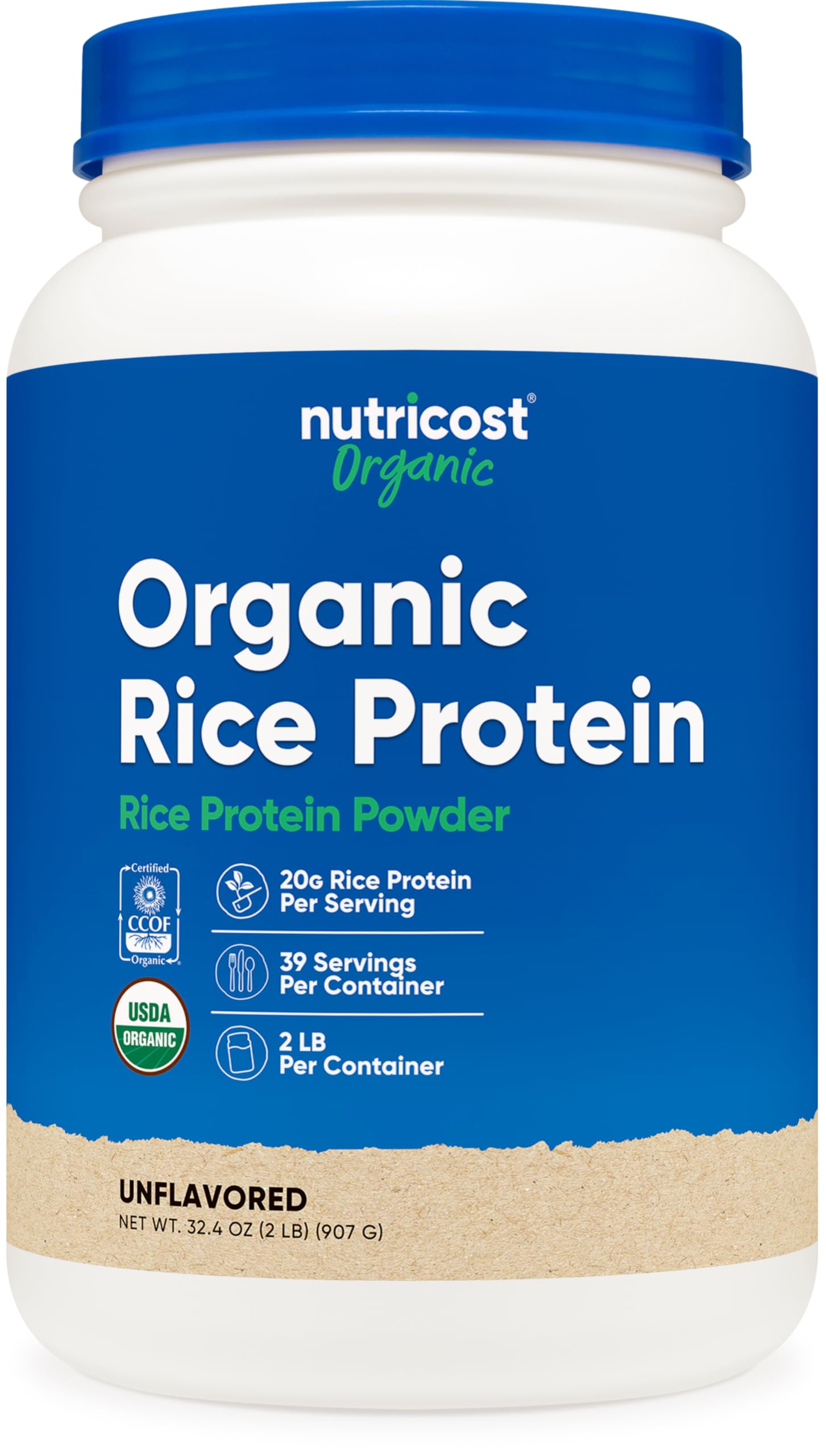 Nutricost Organic Rice Protein Powder (2 LB) - Gluten-Free, Non-GMO (from Brown Rice)