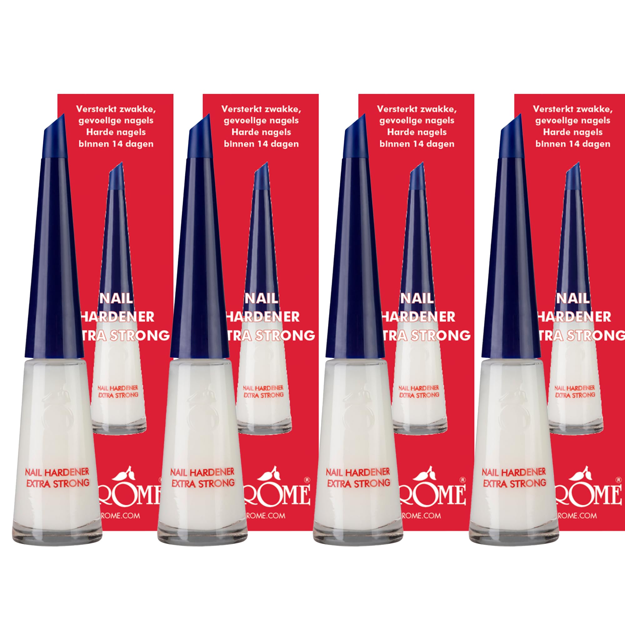 Herome Bardzo mocny 4 x 10 ml (Nail Hardener Extra Strong) - Profesjonalny przezroczysty wzmacniacz do paznokci, bez formaldehydu, z pierwszymi wynikami w ciągu 8 dni