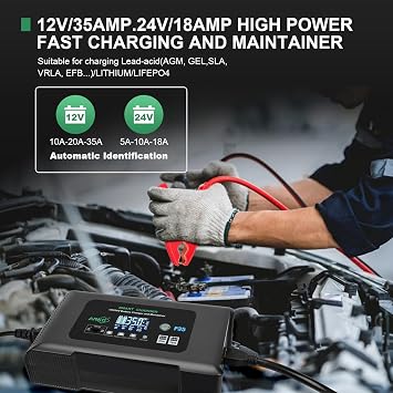 25Amp 12V&24V Smart Lifepo4 Battery Charger - Trickle/DCP Car Battery Charger with SB-50 Plug&Alligator Clip