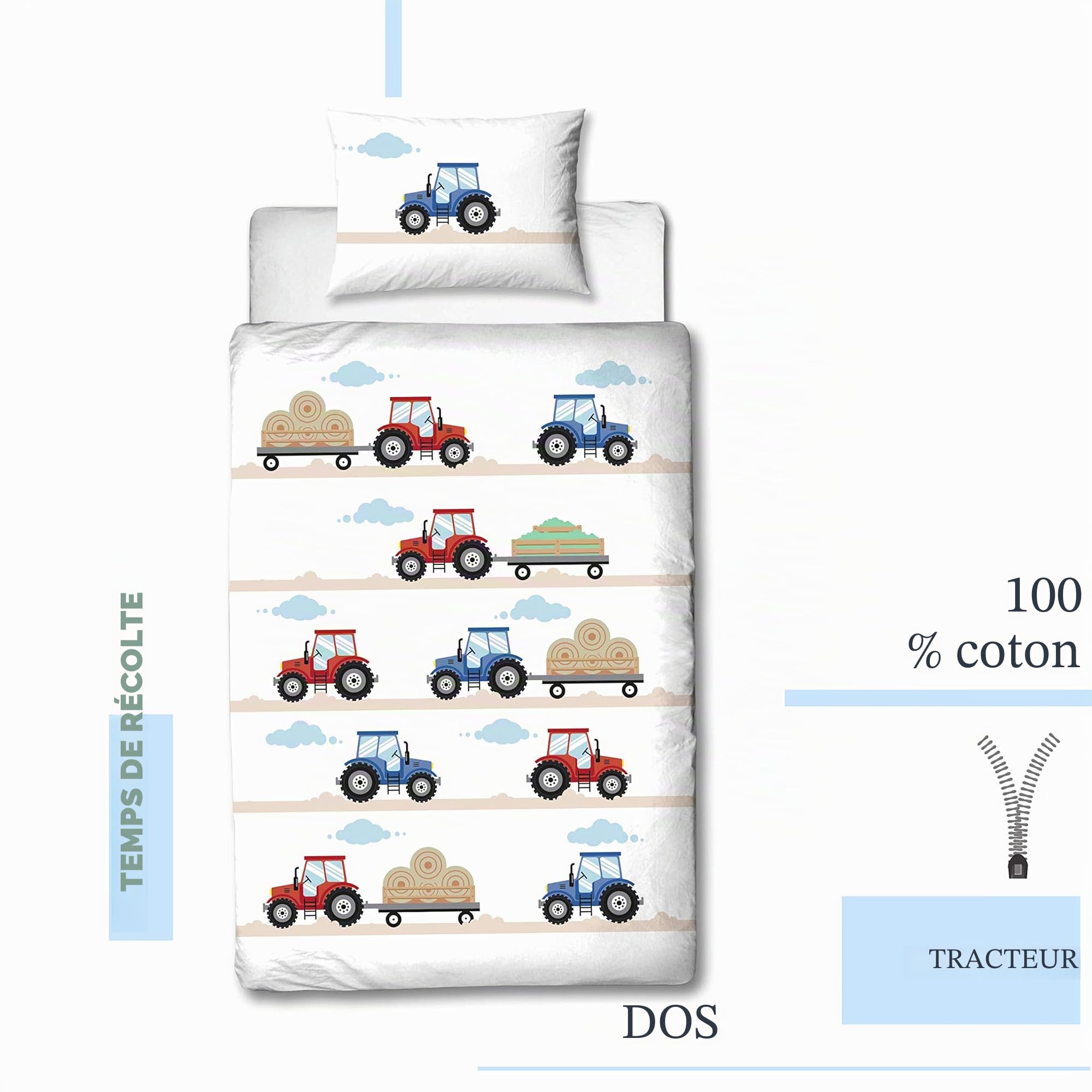 MTOnlinehandel Parure de lit complète pour Enfant et bébé - Flanelle - Housse de Couette 100 x 135 cm et taie d'oreiller 40 x 60 cm - en Coton Öko-Tex Standard