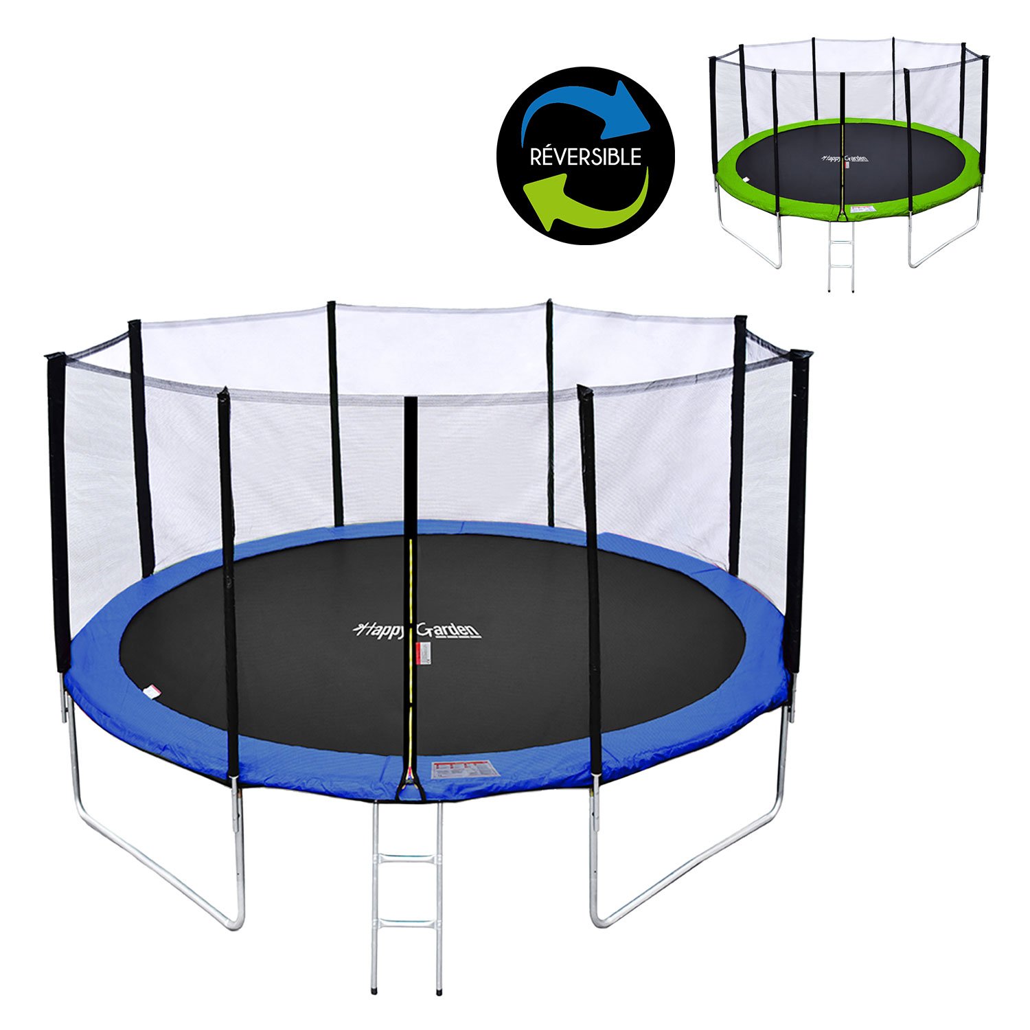 Pack Premium Cama elástica 430cm Reversible Melbourne + Red de Seguridad, Escalera, Lona y Kit de Anclaje
