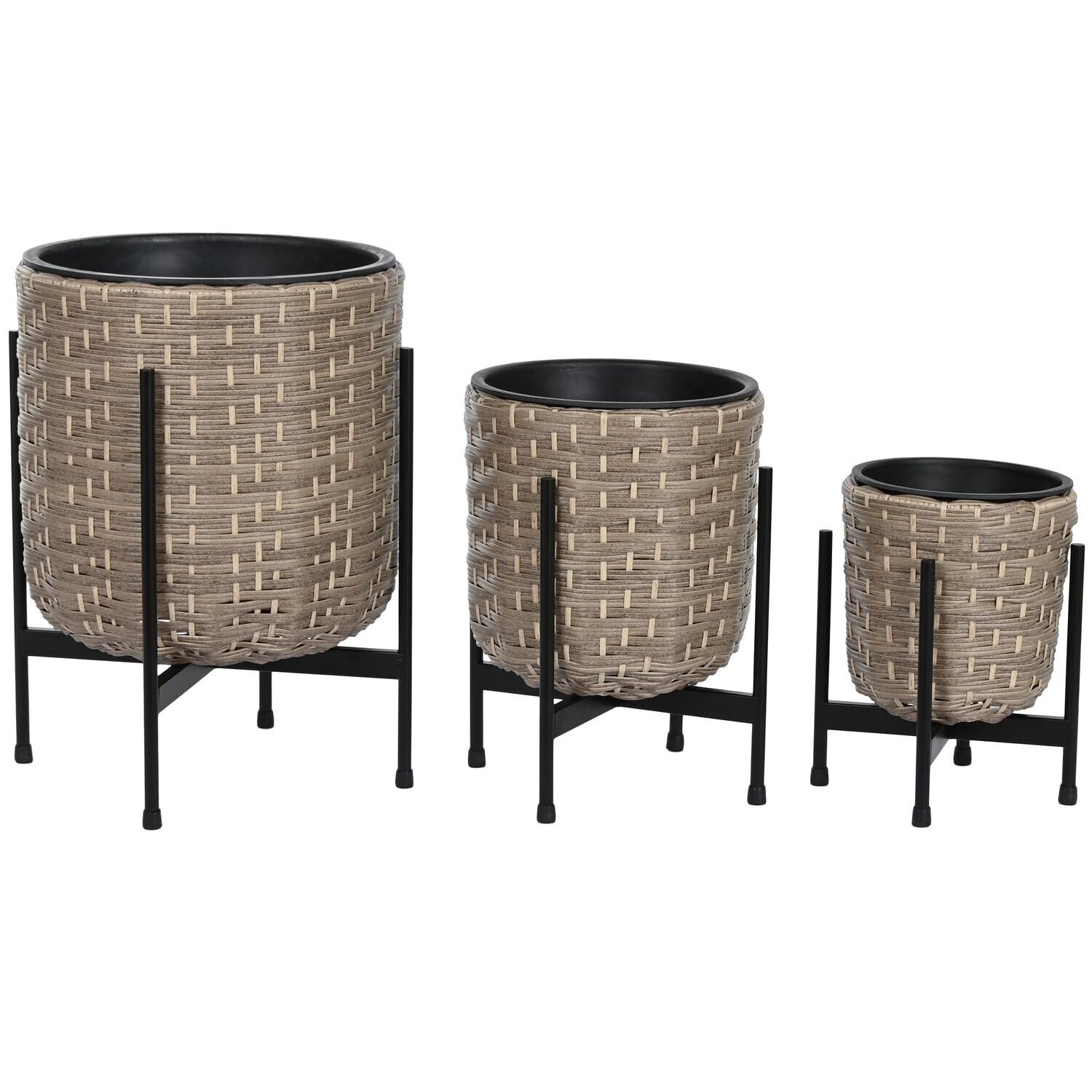 Macetero set 3 ratan sintético pour sublimer votre terrasse