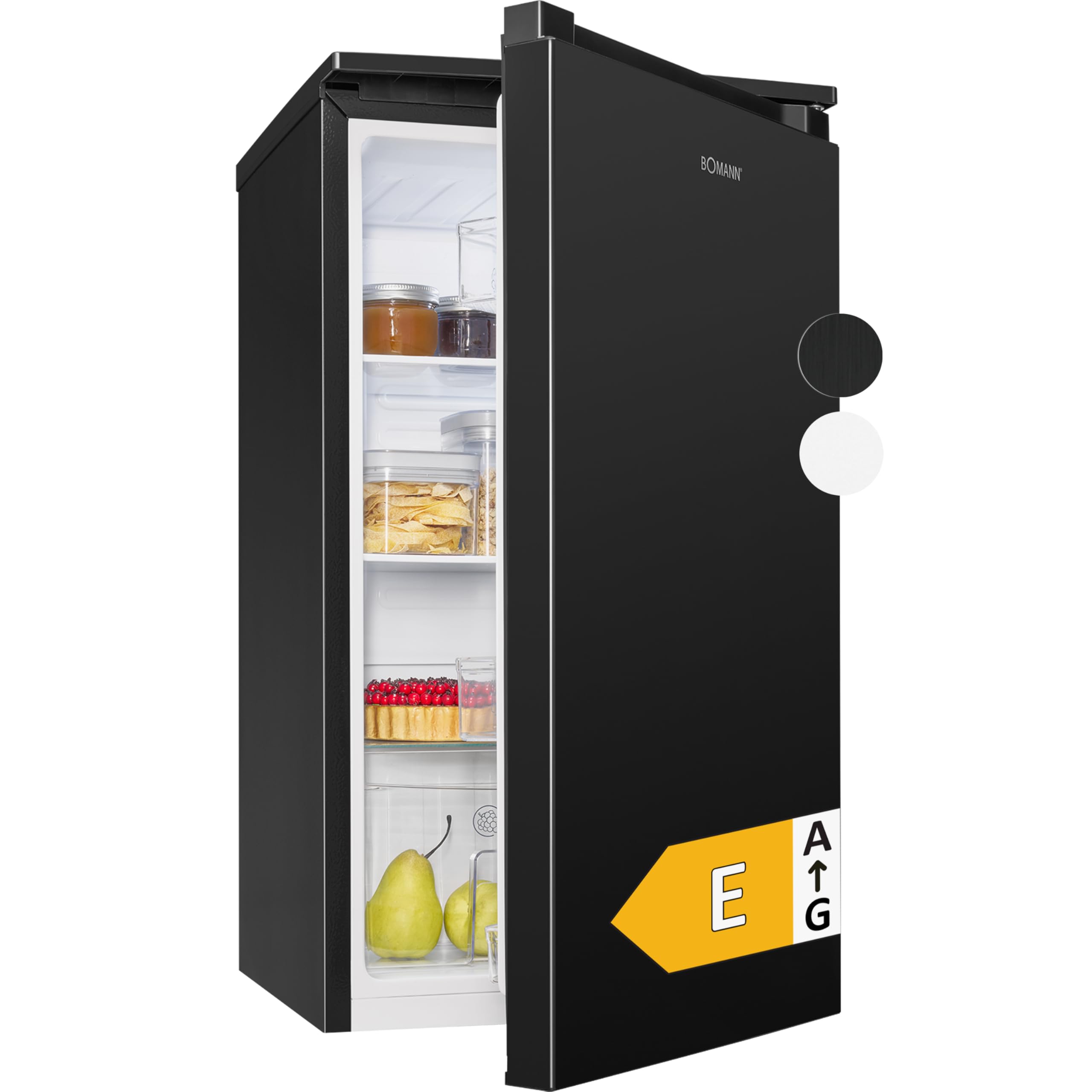 Bomann® Kühlschrank ohne Gefrierfach | 87L | energieeffizient, leise & kompakt | 0°C-8°C, stufenlos regelbar | 3 Ablagen & Gemüsefach | Türanschlag wechselbar | Standardkühlschrank | VS 7255 schwarz