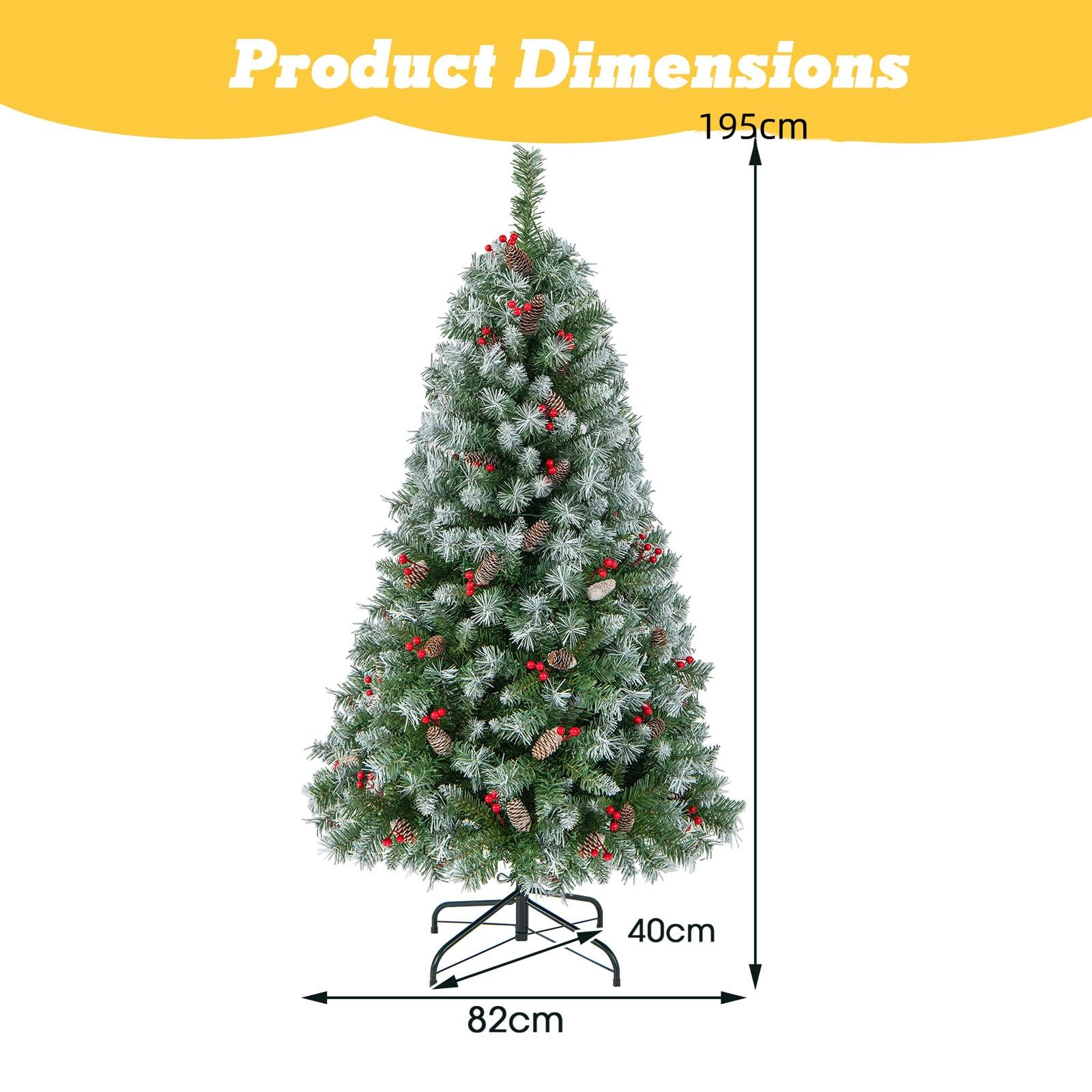 LIFEZEAL Árbol de Navidad LED de PVC - Abeto Artificial Nevado Con 8 Efectos de Luz y Soporte de Metal (195cm)