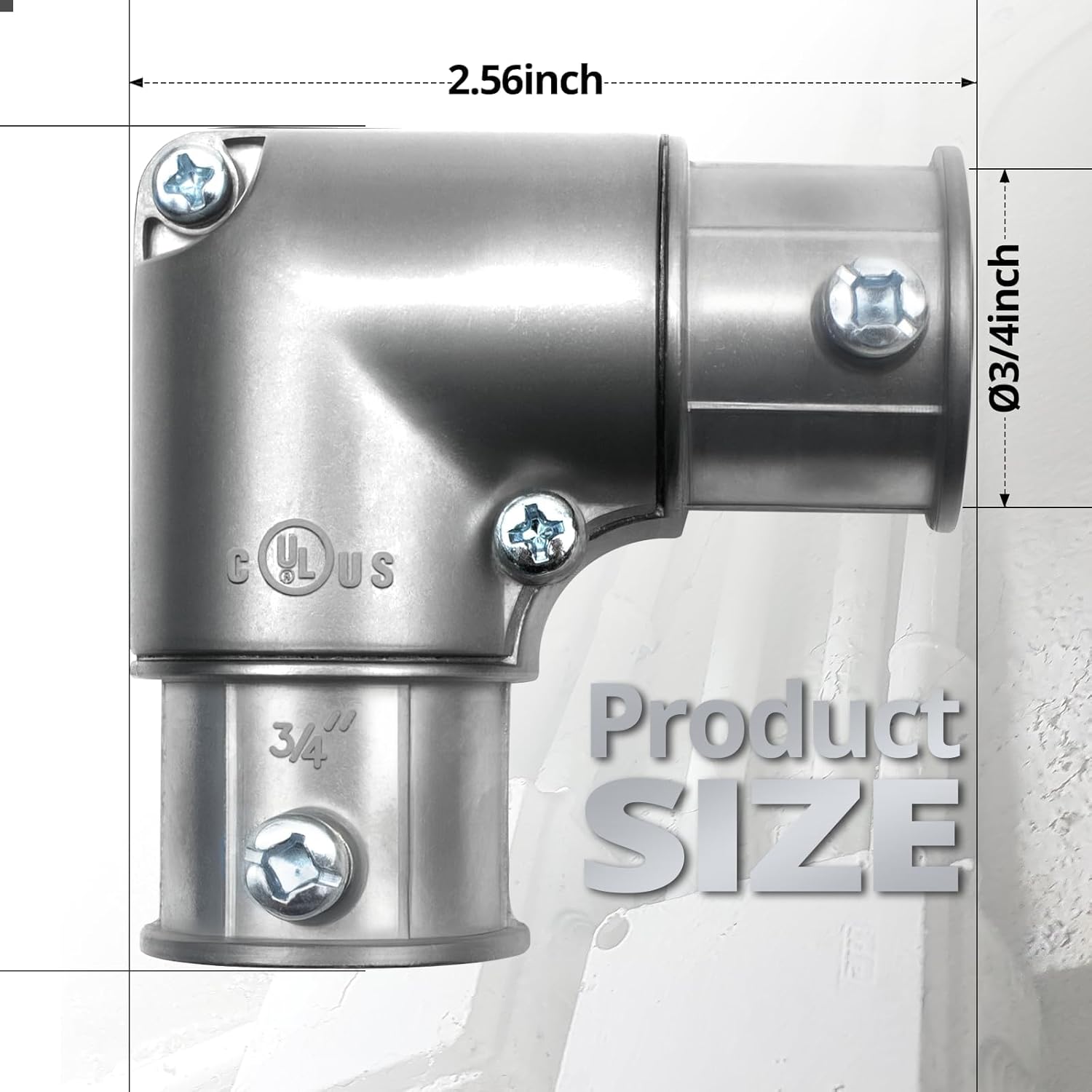 20 Pcs EMT Conduit Fittings Inside Corner Pull Elbow, EMT 90 Degree Metal Conduit Capped Corner Coupling, Combo Head Set Screw, Zinc Die Cast, Silver (3/4 Inch)
