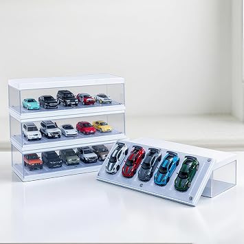 Display Case for Hot Wheels,1/64 Diorama Display Case with High-Intensity LED Lighting,Compact and Stackable Car Model Storage and High-Definition Display