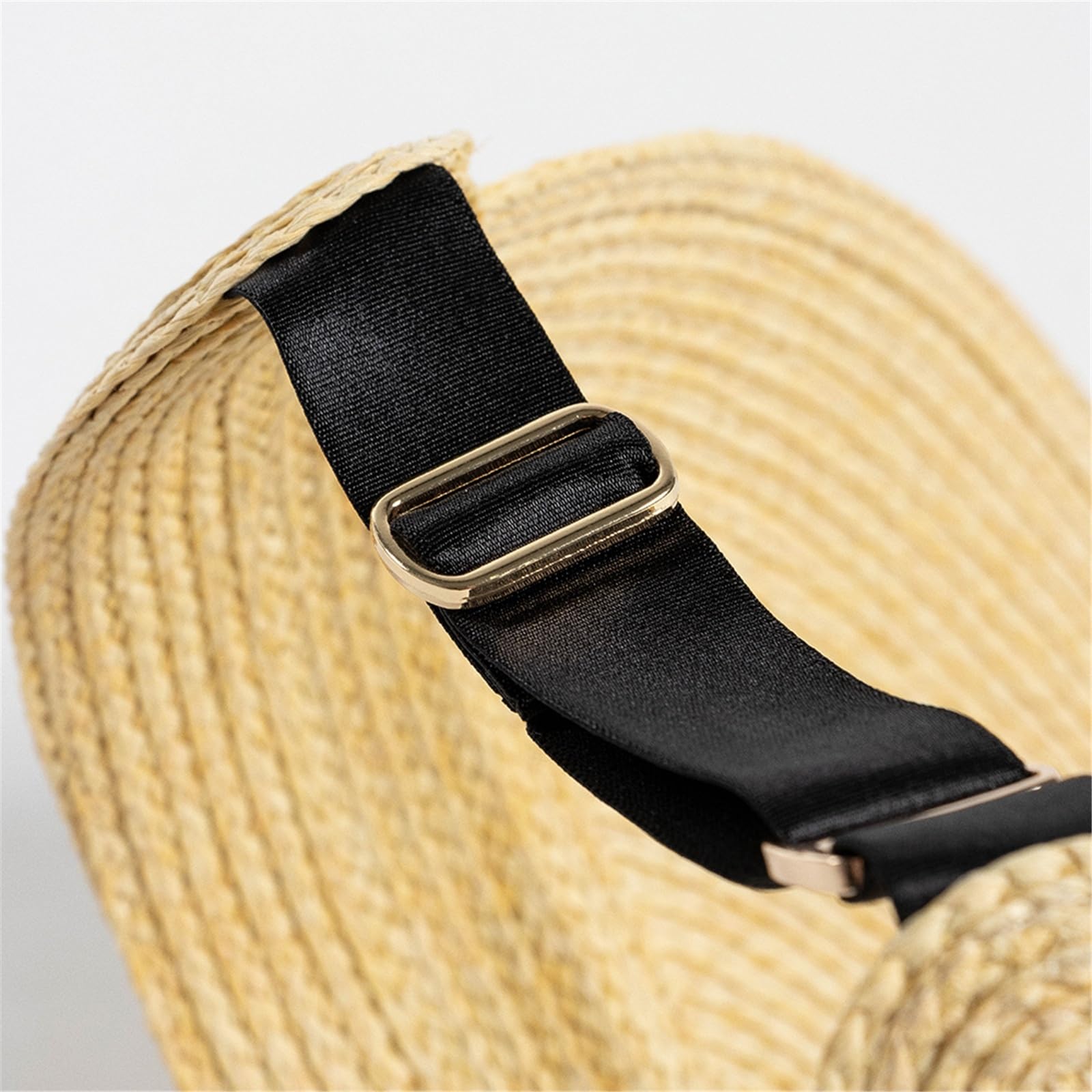 Sombrero de paja plegable para mujer, ala ancha ajustable para protección UV y viajes