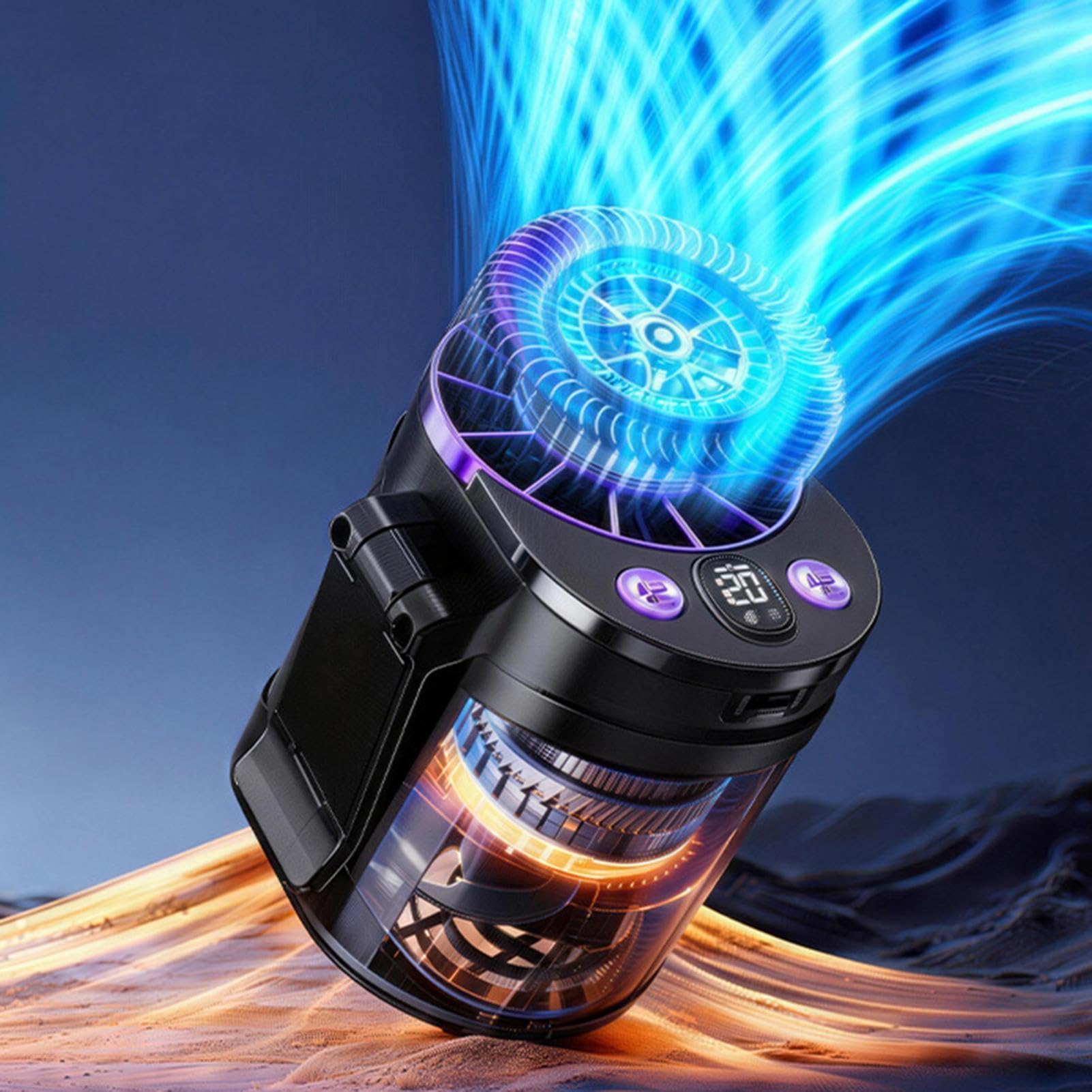 Ventilatore portatile a clip di dimensioni – 100 velocità display a LED accessorio rinfrescante portatile – Mini ventilatore da cintura a batteria con morsetto, per cantiere all'aperto casa