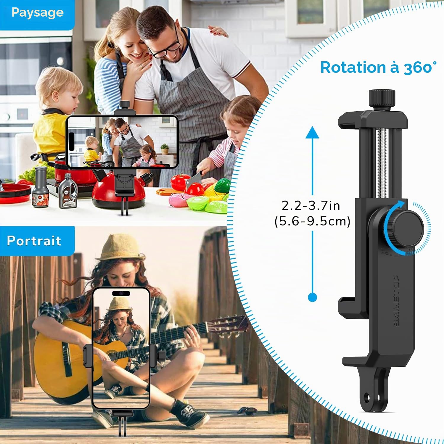 Support Téléphone Pince à Col de Cygne Fixation Flexible Bras | pour iPhone 17 16 15 14 Pro Max Plus 13 12 Samsung GoPro et Tous Les Appareils 4-7"