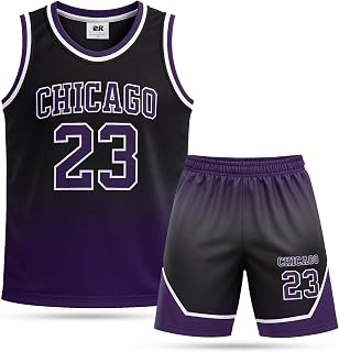 2PC Basketball Jersey & Shorts for Kids Youth Sports, T-Shirt & trousers for Boys and Girls Basketball Uniform Set 6-16 Years