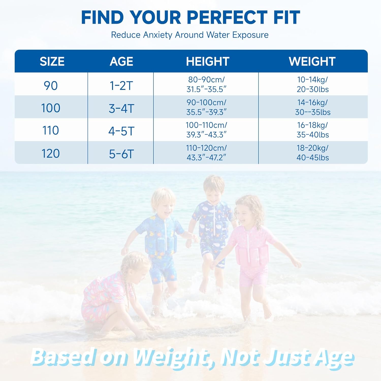 Toddler Swimsuit with Floatation, Baby Boys Girls Floating Bathing Suit Floatie Swim Suit for Summer Beach