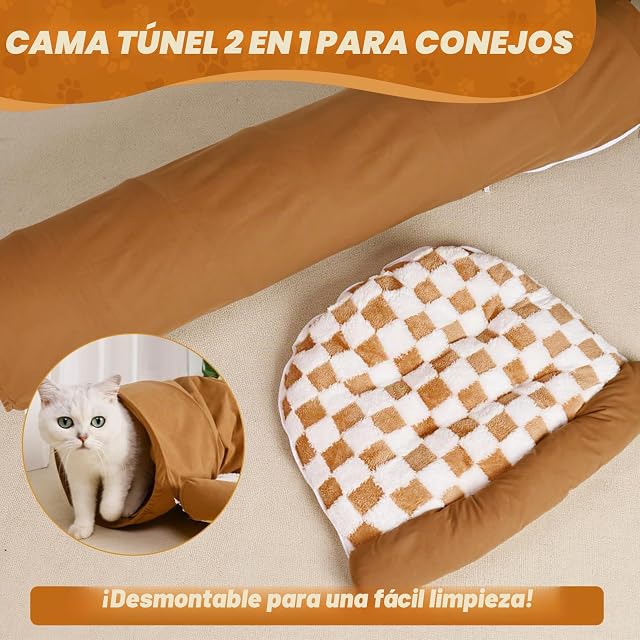 Foto 2 de 7 de Tunel para Gatos, Juguete 2 en 1 Tunel Gatos con Túneles, Lavable, con Escondite Extraíble