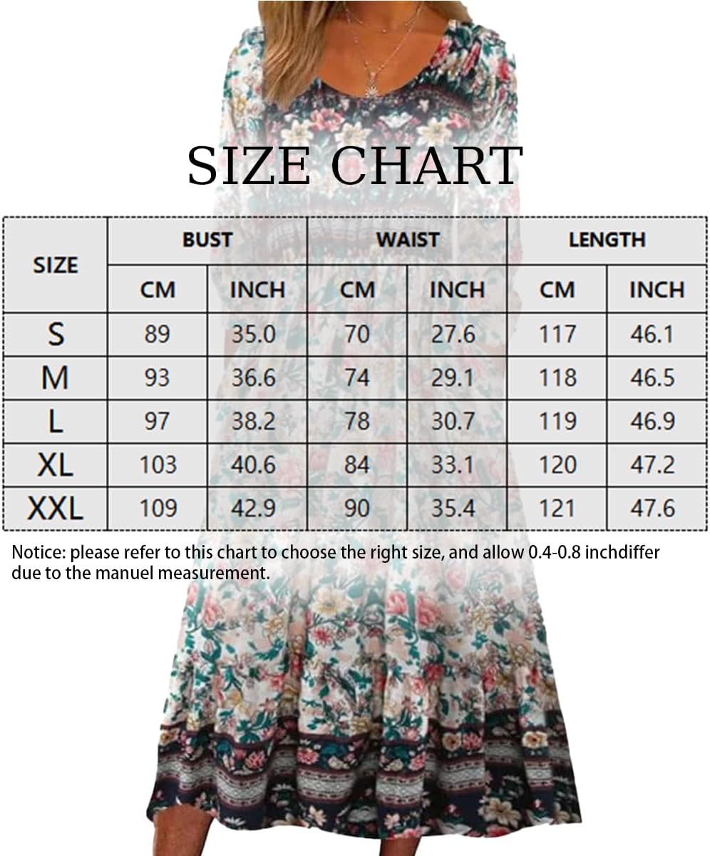 ABINGOO Damen Kurzarm Rundhals Sommerkleid Boho Blumendruck A-Linie Kleid Lose Midikleid Freizeitkleid Strandkleider mit Taschen - Image 5