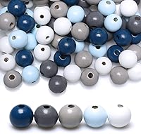 Vista 1 de 100 cuentas de madera para guirnaldas, cuentas sueltas de madera de 0.630 in de colores surtidos para hacer manualidades, cuentas de madera