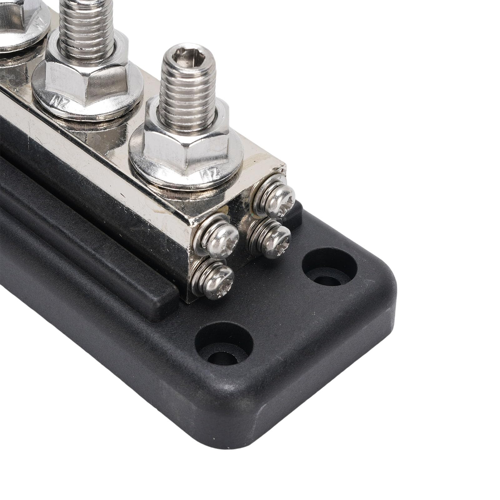 Bloc Distribution D'énergie 600A, 300V DC, Bornier Barre Bus Batterie Marine Robuste avec 5 Goujons M10, Barre Bus à Courant élevé pour Automobile, Voiture, Camping-Car (Black)