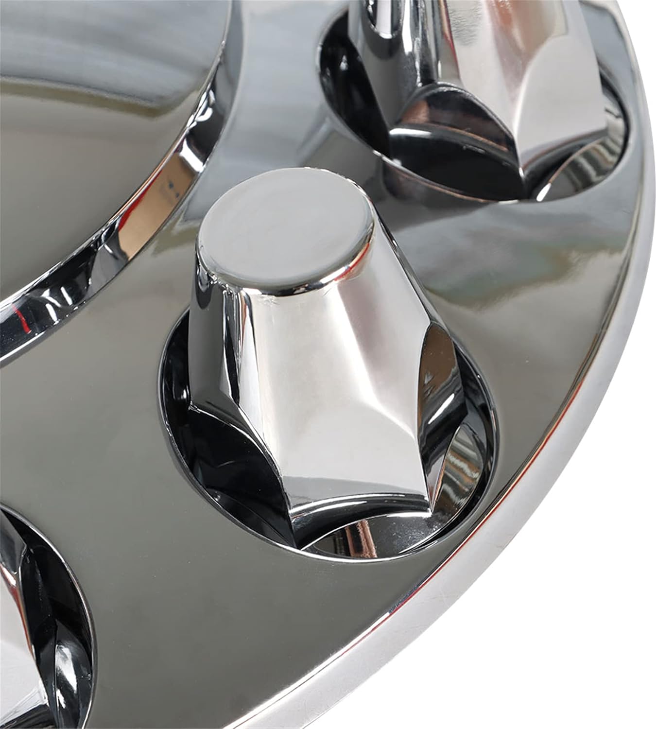 2 Chrome Front Hub Axle Cover Center Caps with 33mm Lug Nut Covers Replacement for Semi Truck 20 in, 22.5 in and 24.5 in Wheels