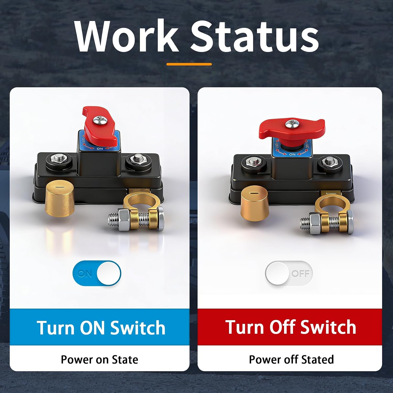2 Pack Car Battery Disconnect Switches 12V/24V, Battery Power Cut Off Switch Breaker, Quick Adjustable Disconnect Battery Shut Off Universal Switch for Automotive, Rv and Boat