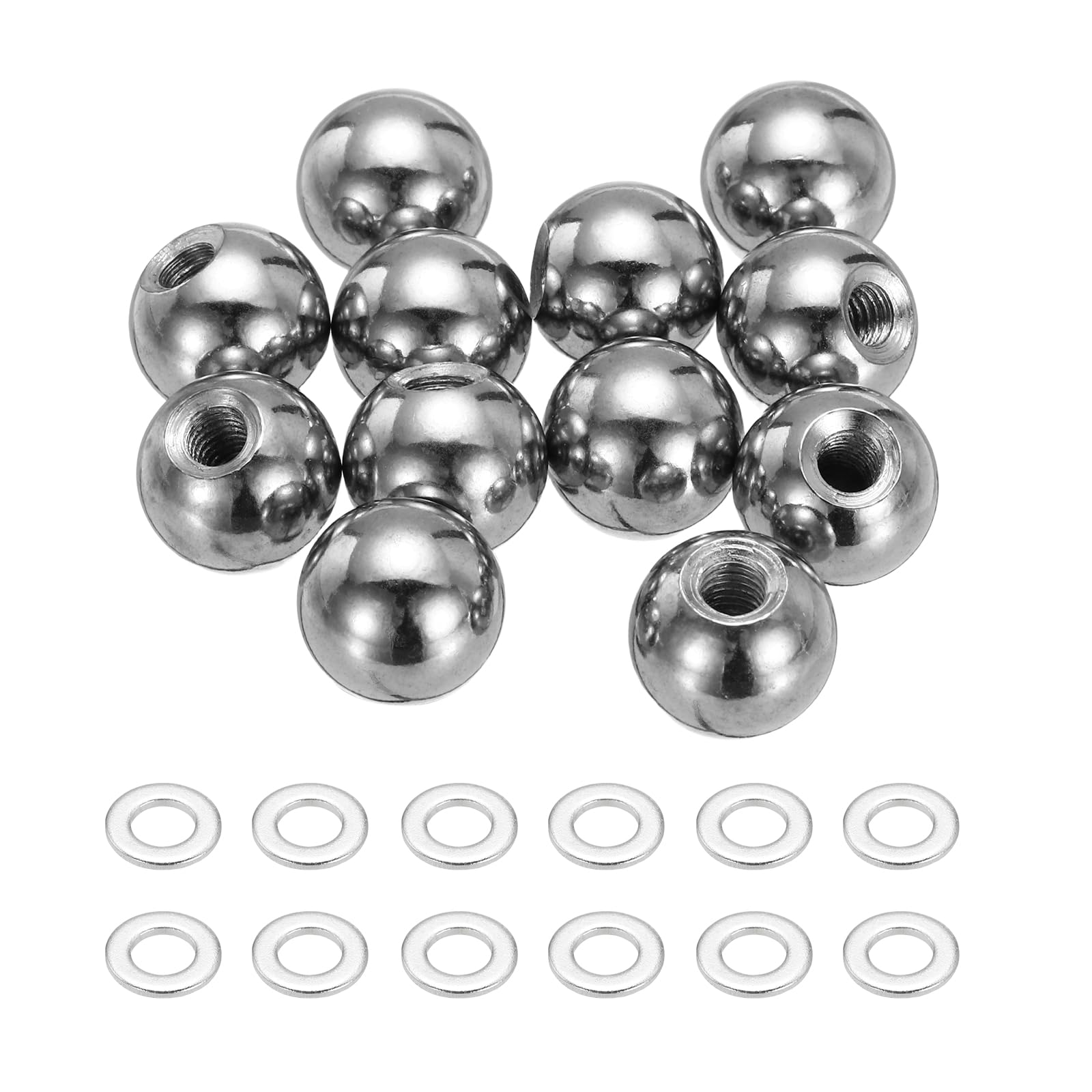 sourcing map 12 pomelli filettati a sfera M4 x 12 mm, in acciaio al carbonio, dadi a sfera, dadi a sfera, tappi per viti, decorazioni per lampade per illuminazione progetti fai da te, argento