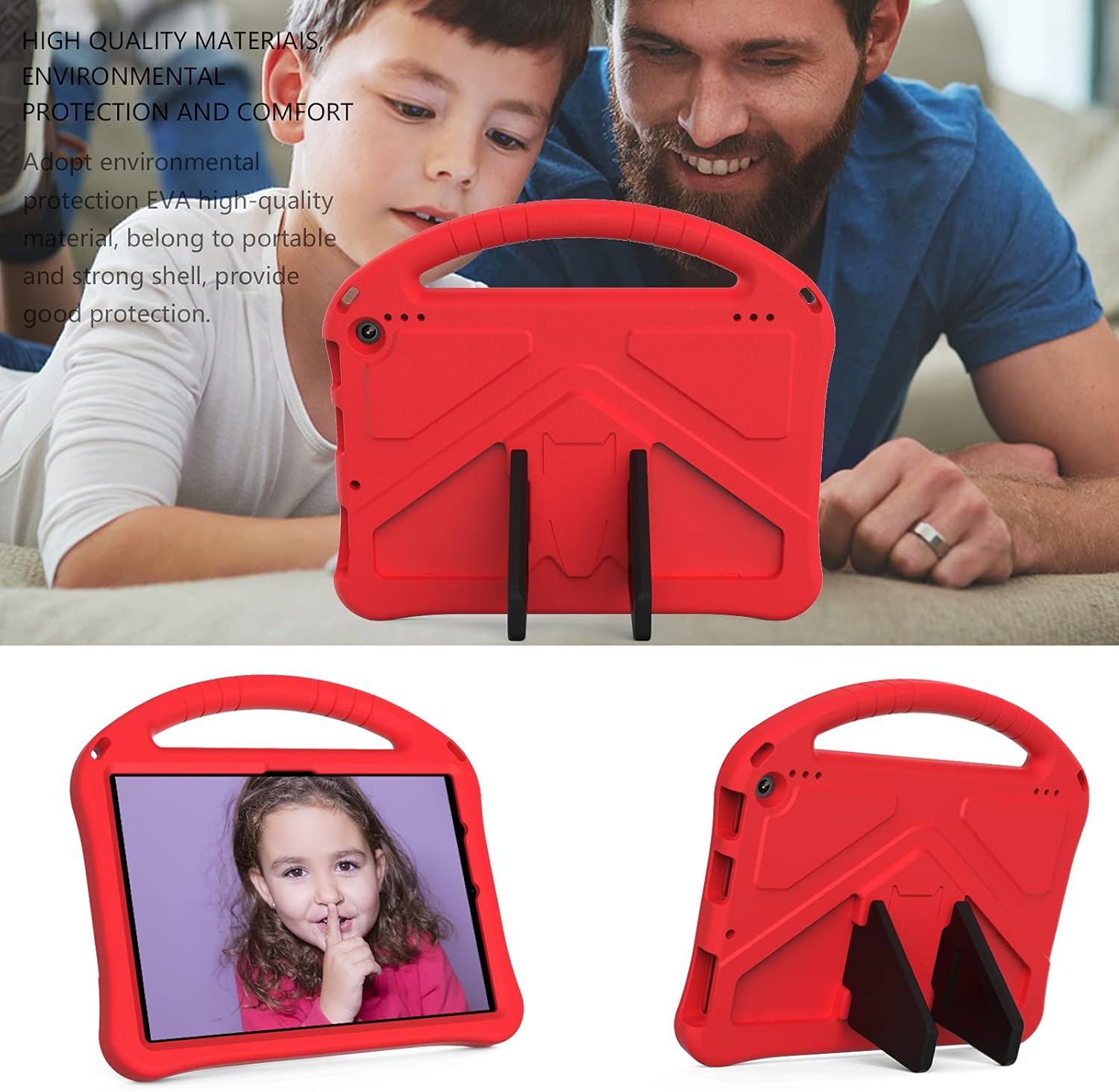 Dteck Fire HD 10 & HD 10 Plus Tablet Case for Kids(13th/11th Generation, 2023/2021 Release),Lightweight Shockproof Handle Stand Kids Case for Amazon Kindle Fire HD 10 Plus & 10 Kids Pro Tablets,Red